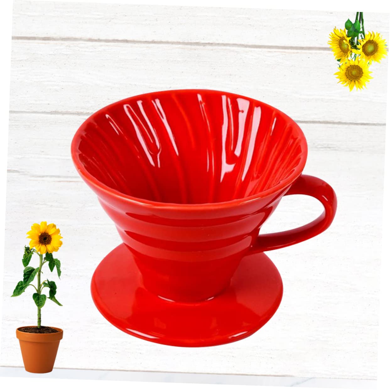 Angoily Ceramic Hand-brewed Coffee Filter Reusable Cone Coffee Filters Safe Red Home Office Accessory