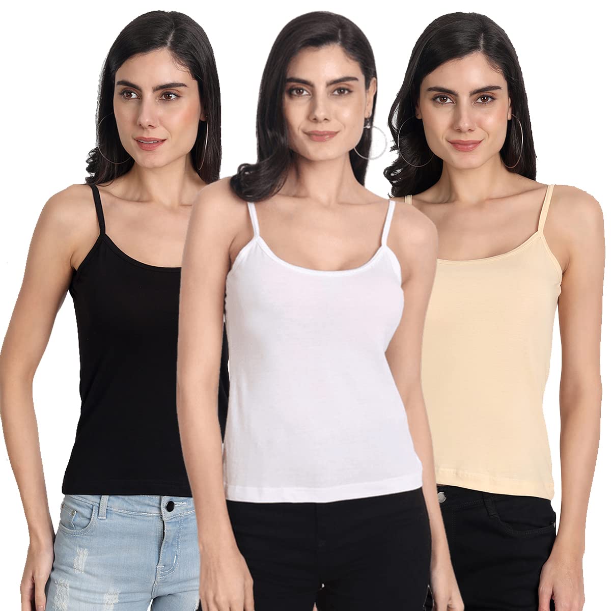 Women's Cotton Regular Fit Camisole Slip Pack of 3