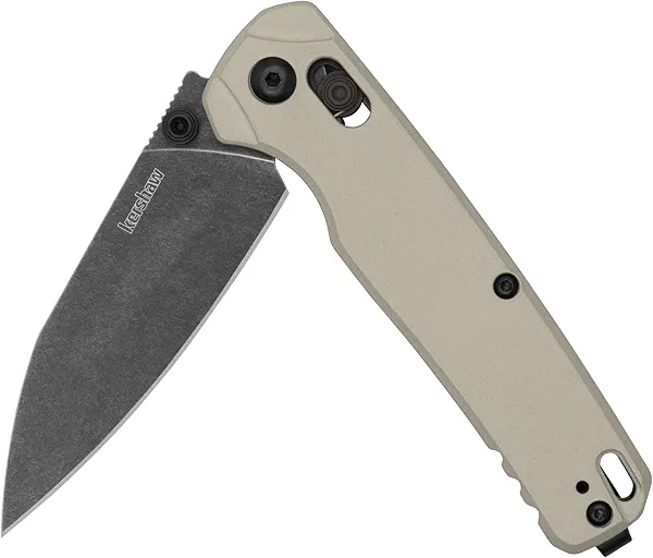 Kershaw Bel Air Pocket Knife, Made in The USA, 3.4 inch CPM MagnaCut Steel Blade, EDC Design, Duralock Locking Mechanism, Manual Folder, Pocketclip (Beige)