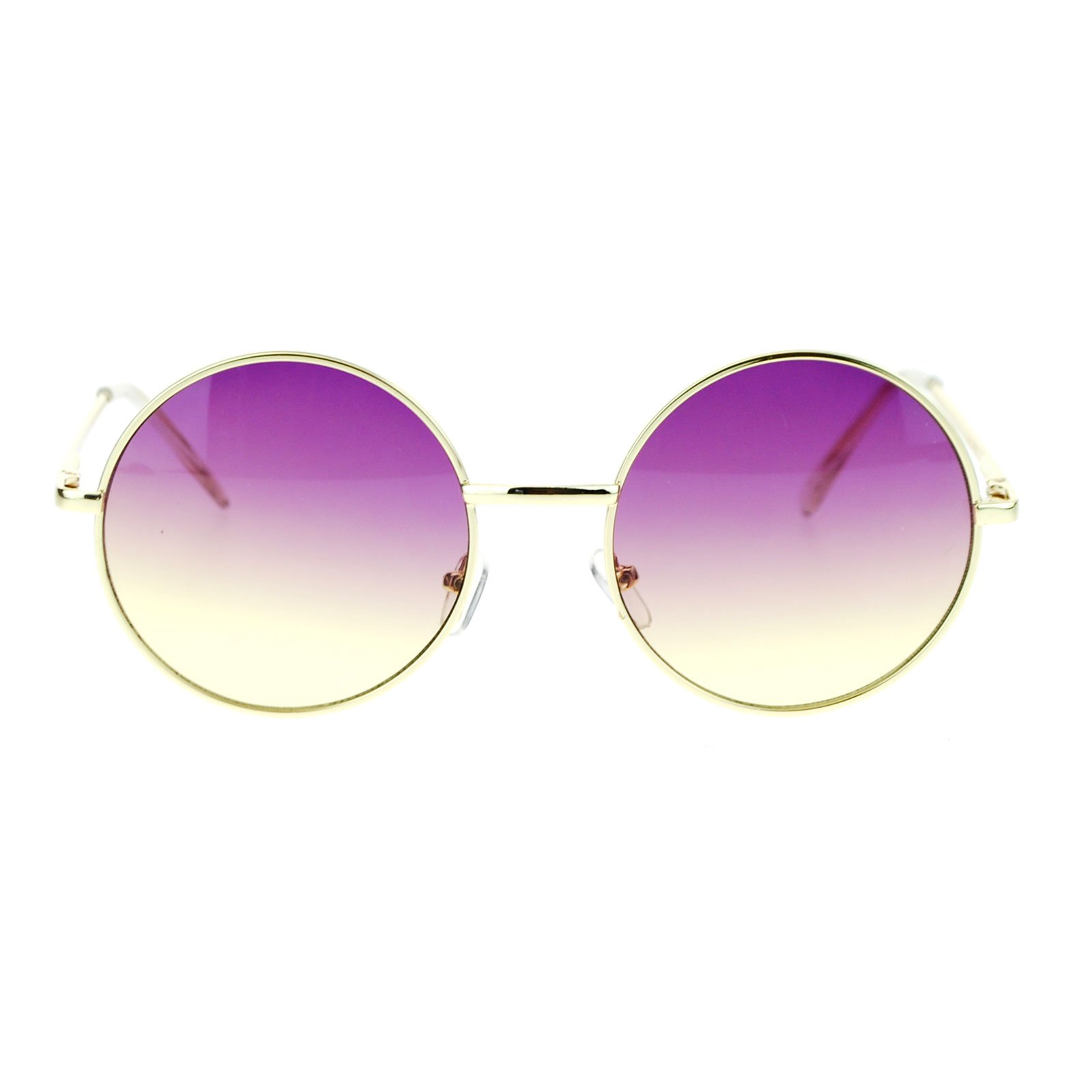 2 Tone Color Lens Retro Vintage Style Round Circle Hippie Groovy Sunglasses