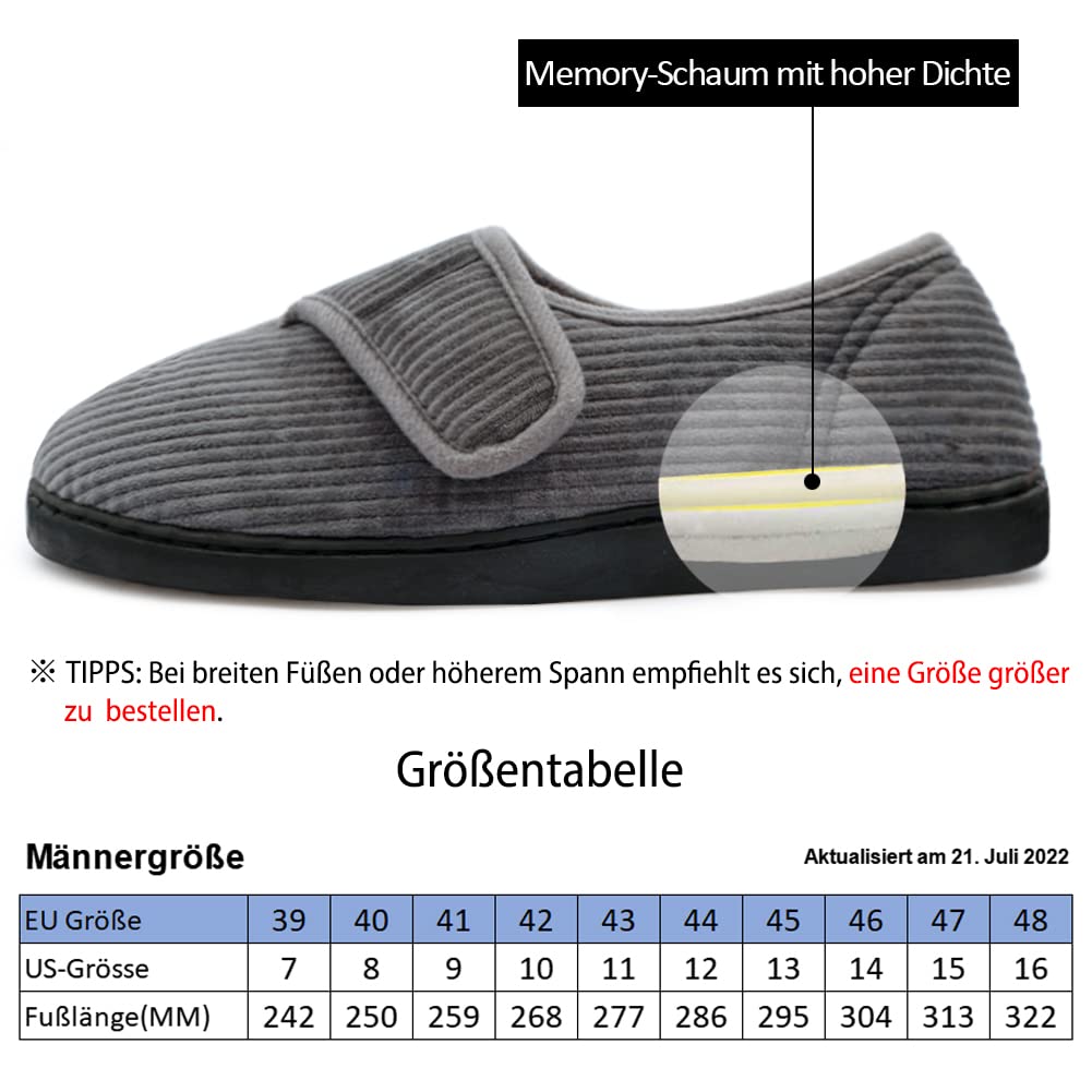 Git-up Pantofole da casa per Uomo Confortevole e Antiscivolo Calde Ciabatte con Soletta Memory Foam Pantofole Regolabili diabetiche per Edema Piedi