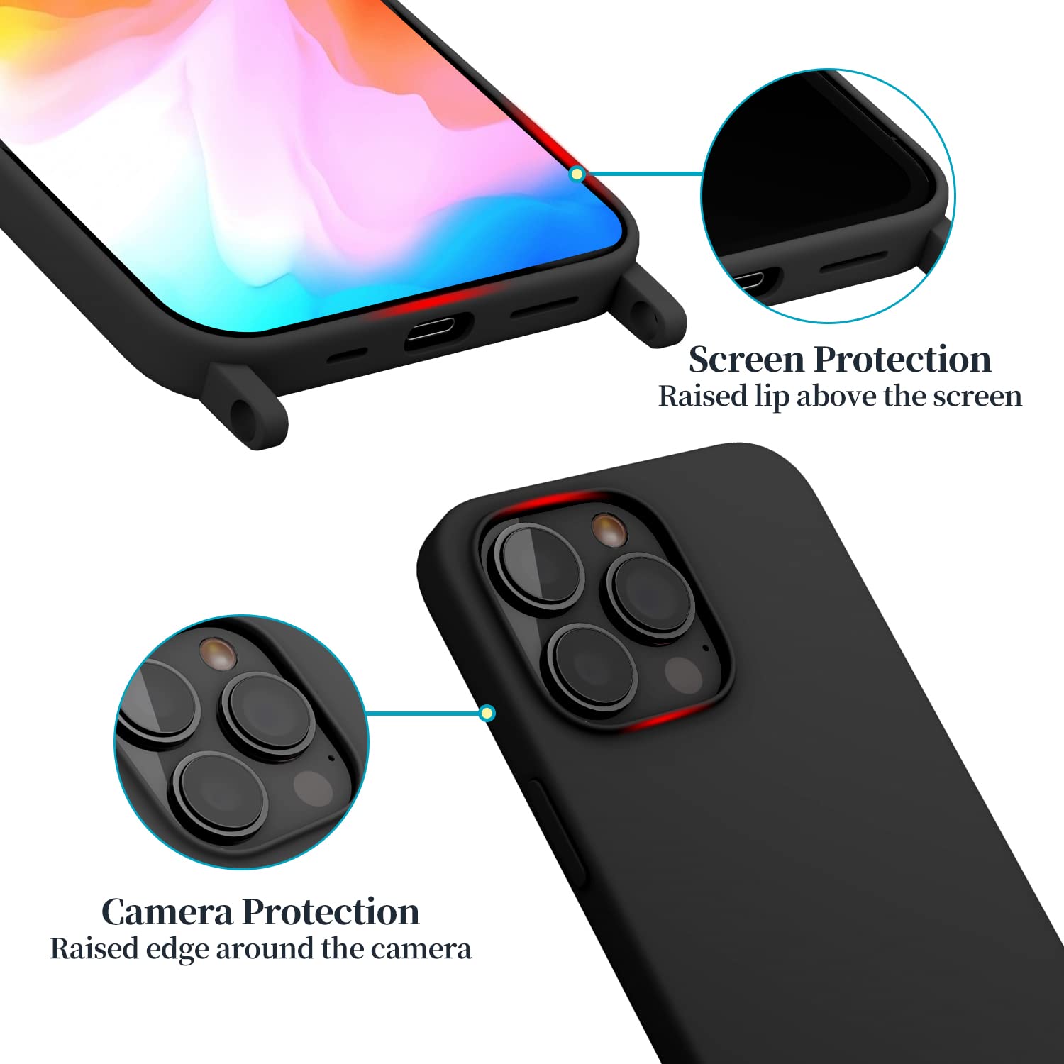 Catena del telefono cellulare per iPhone 13 pro max custodia custodia in silicone con cordino smartphone collana paraurti protettivo con cinturino antiurto cordino custodia cover per iPhone 13 pro max