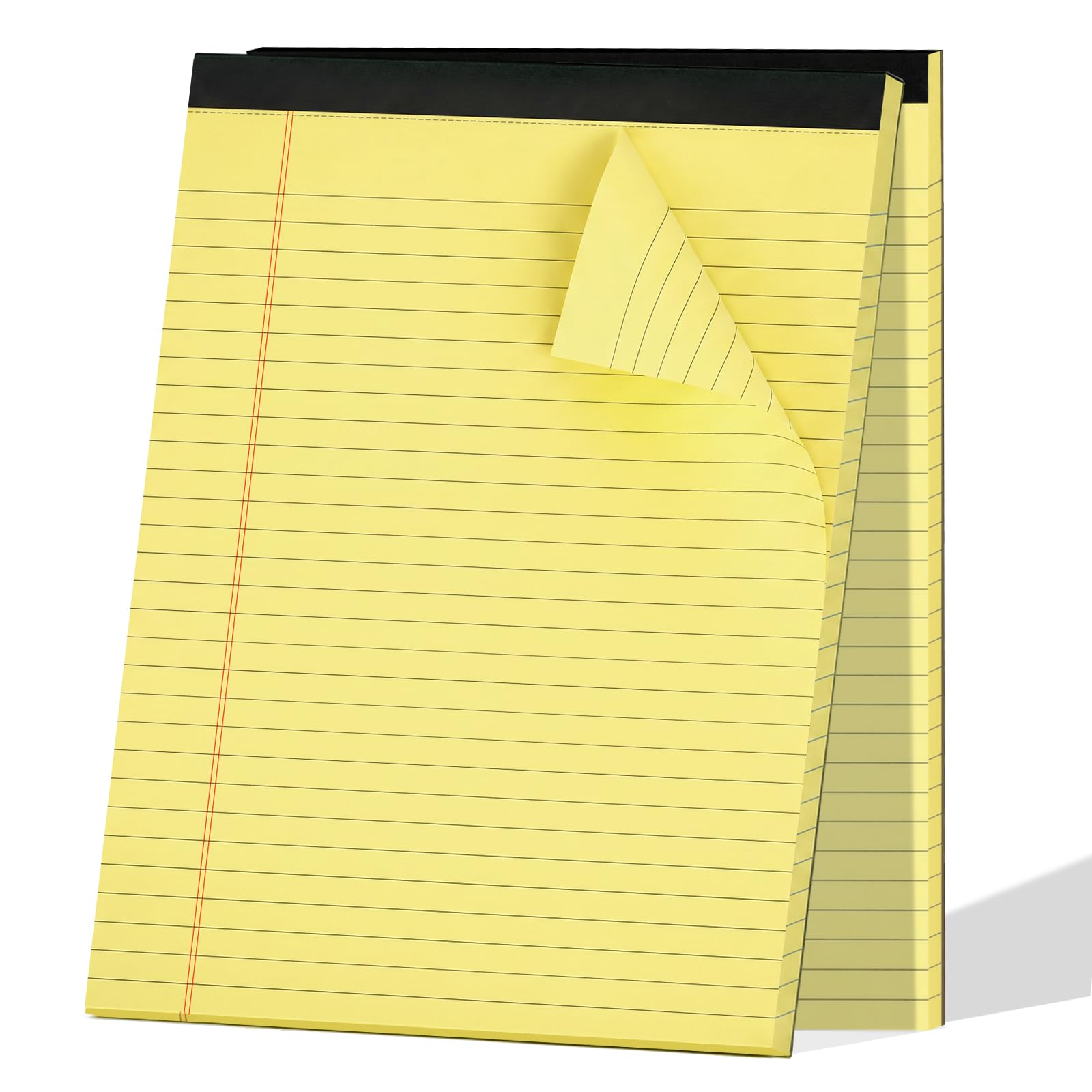 A4 Legal Pad 2 Pack, Yellow Lined Paper, Double-Side Printed Note Pads