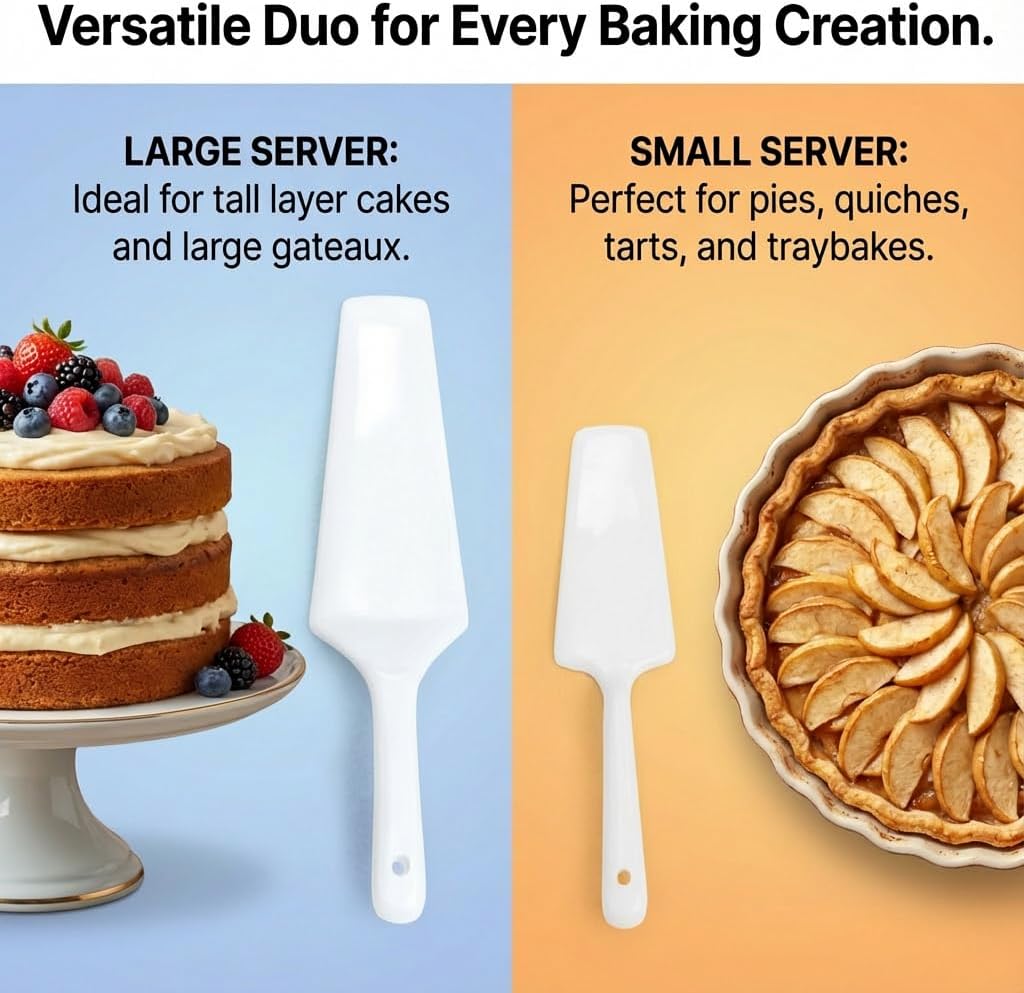 Pack of 2 Wedding Ceramic Pie Cake Server White Porcelain Cutter