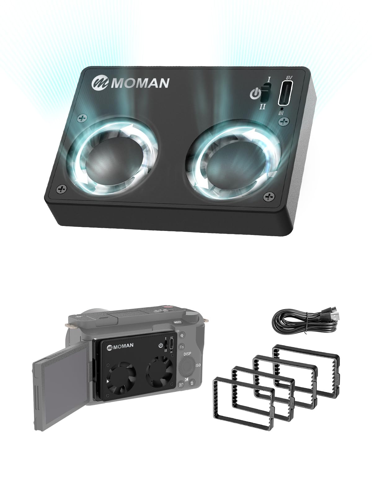 カメラ用冷却ファン, Moman FS01 S2 セット2 カメラ冷却ファン Type-Cポート付き 350mAhバッテリー内蔵 ソニー/キヤノンとの互換性あり R8/R10/RP/FX30/AS73/R5/R50に対応