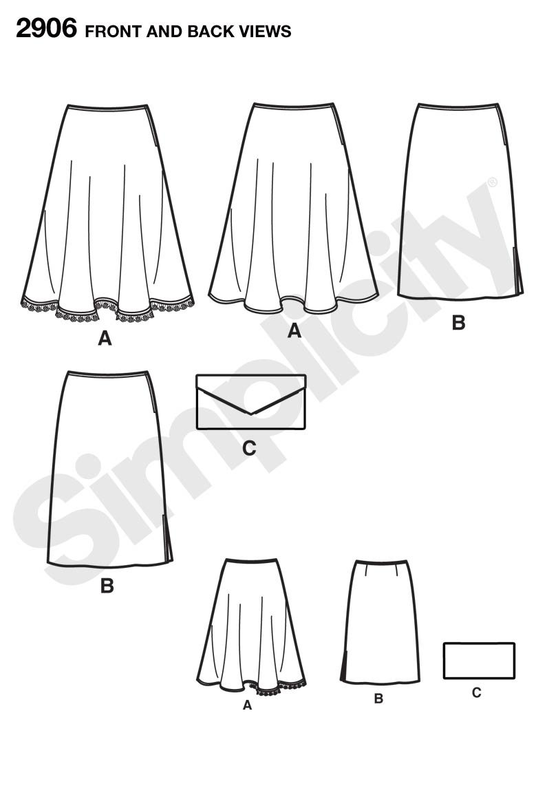 Simplicity Sewing Pattern 2906 It's So Easy Misses Skirts and Purse, A (8-10-12-14-16-18)