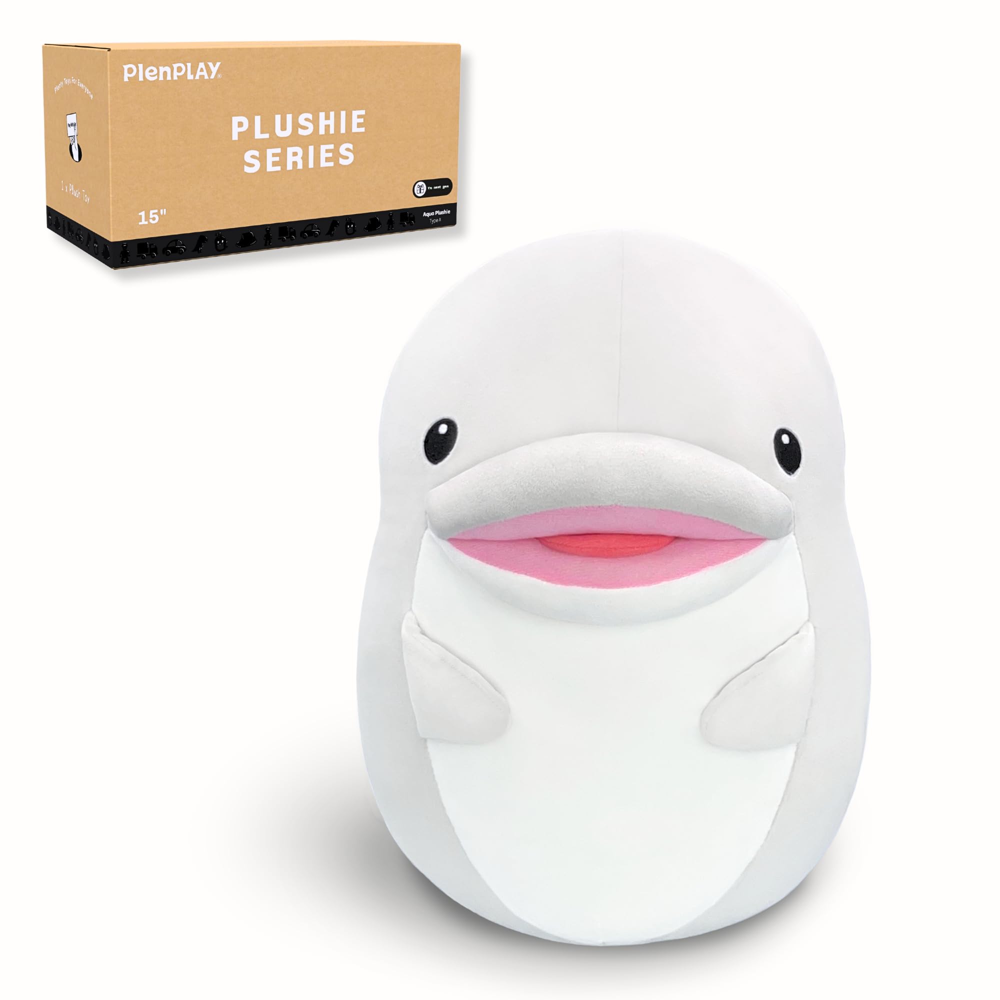 PlenPLAY 15" Large Baby Whale Plush Toy Pillow - Super Soft and Huggable Plushies for Kids and Whale Lovers - Meet G.Ricky, Your Cute Ocean Companion