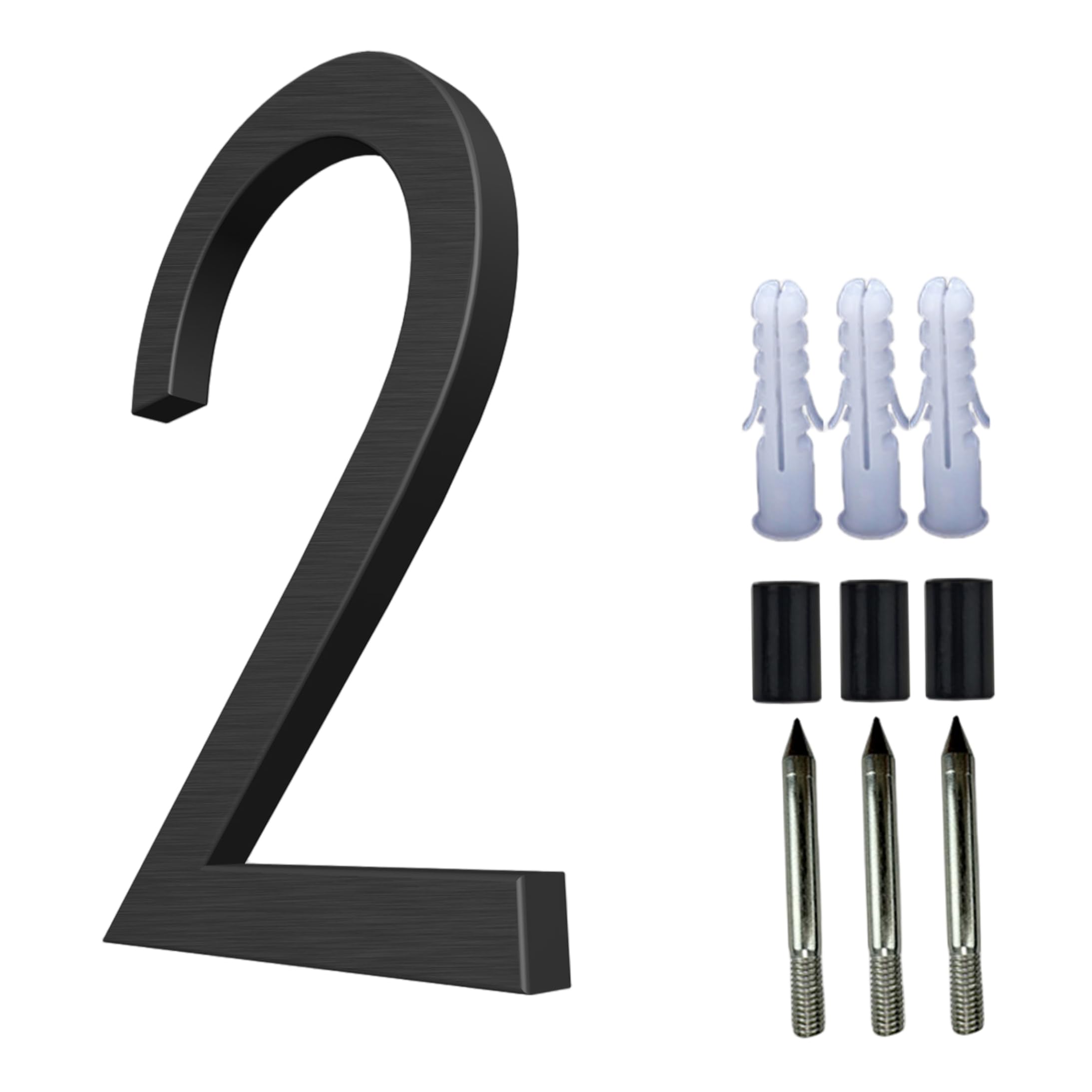 Floating House Number, 5 Inch Aluminum Outdoor House Numbers with Accessories Mailbox & Address Number, Black, 2 Outdoor Numbers Address