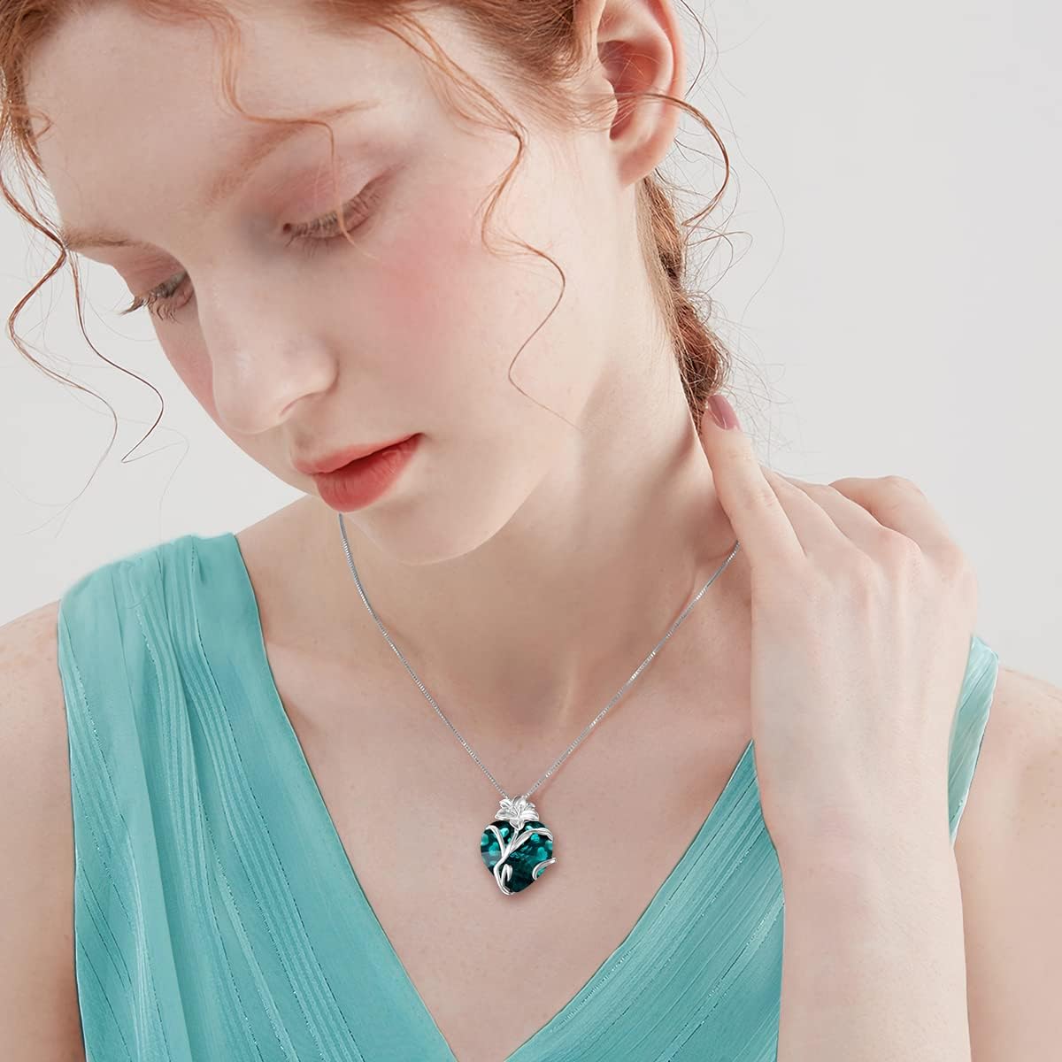 TOUPOP Birth Flower Necklace 925 Sterling Silver Birth Month Floral Pendant Necklace Birthstone Crystal Jewelry Birthday Christmas Gifts for Women - Image 3