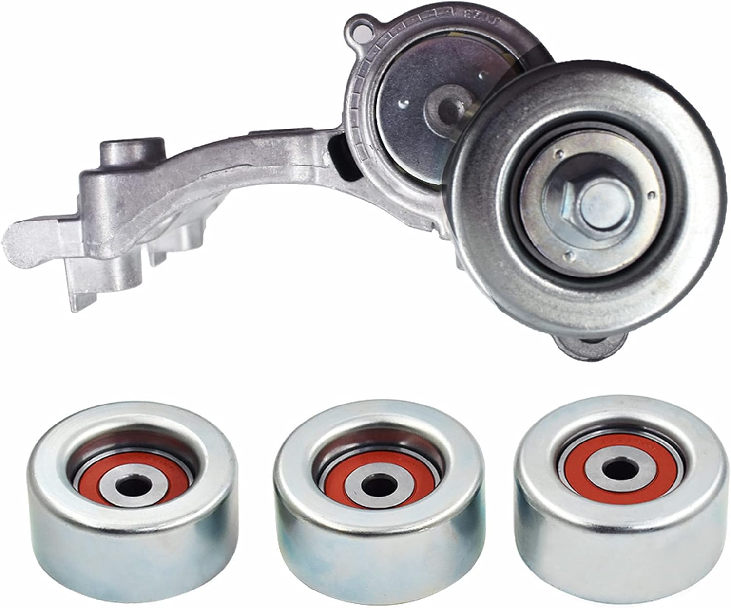 waltyotur Drive Belt Tensioner with 3 Pulley Kit Replacement for Toyota Tacoma Tundra 4Runner FJ Cruiser 1T132P111P30 1660331040 1660431020