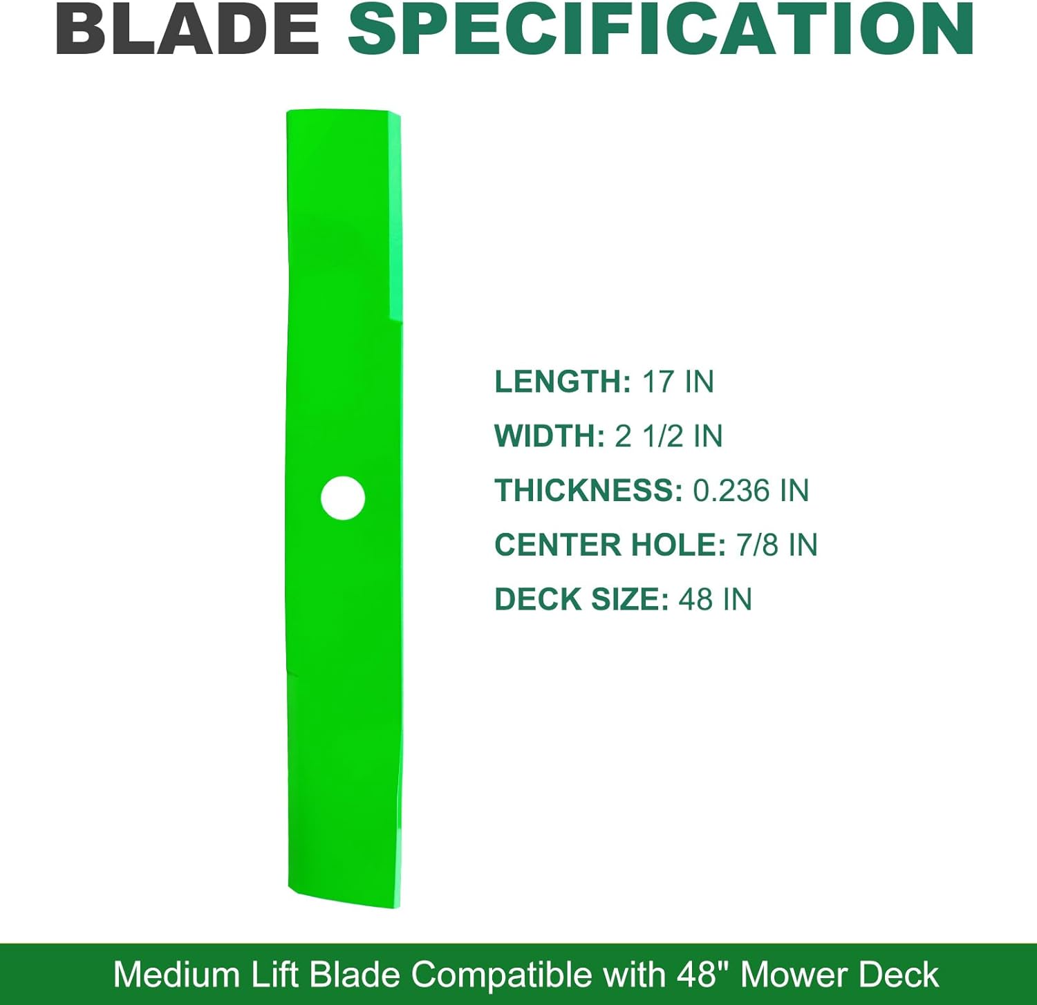 John De ere M136194 Mower Medium Lift Blades for 48" Mower Deck, Compatible with John De ere ZTrak Z510A Z810A Z820A Z915B 48 inch Deck(3pack)