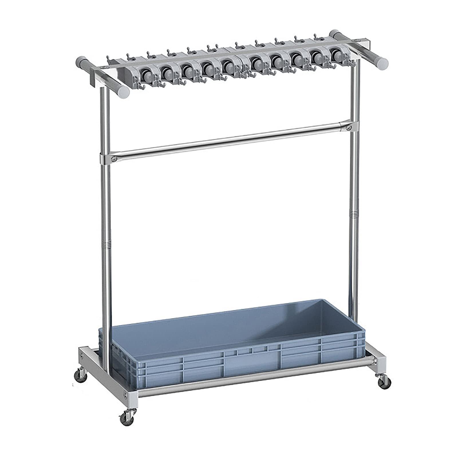 Soporte Móvil para Fregonas De Suelo, Soporte para Escobas, Carrito para Herramientas De Limpieza, Soporte para Paraguas, Escurridor De Fregonas De Acero Inoxidable para,L127cm