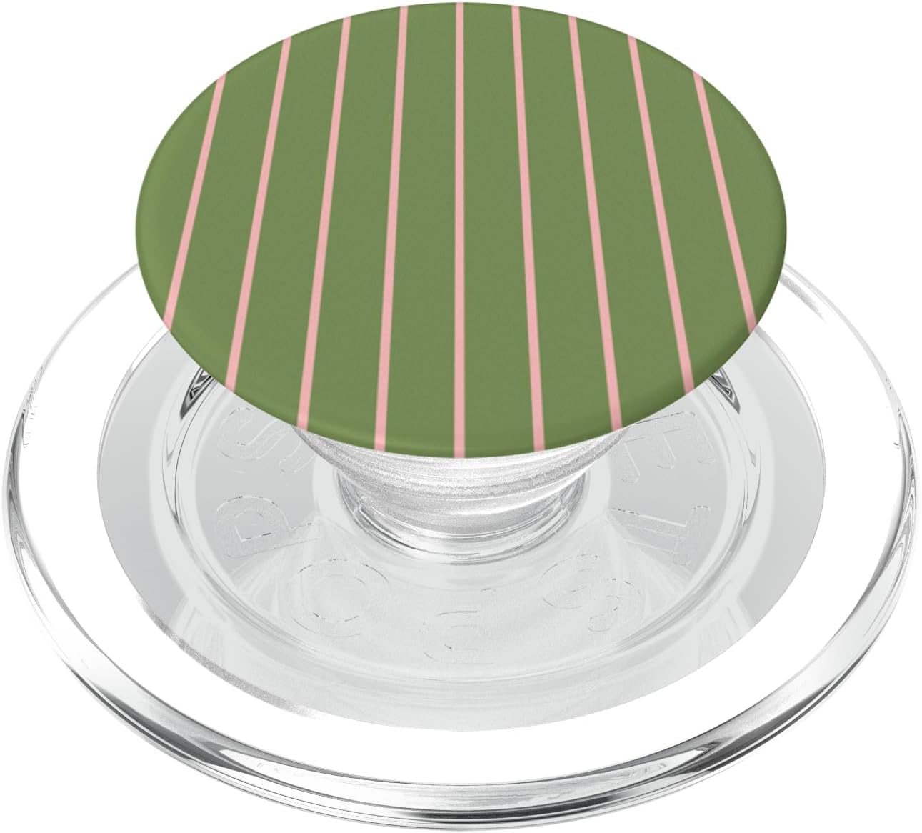 Pink and Olive Green Stripes Thin Vertical Lines Pattern PopSockets PopGrip for MagSafe