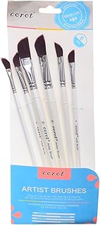 Corot Plastic Paint Brush Set With Different Sizes 6 Pieces Sizes 2-4-6-8-10-12 White