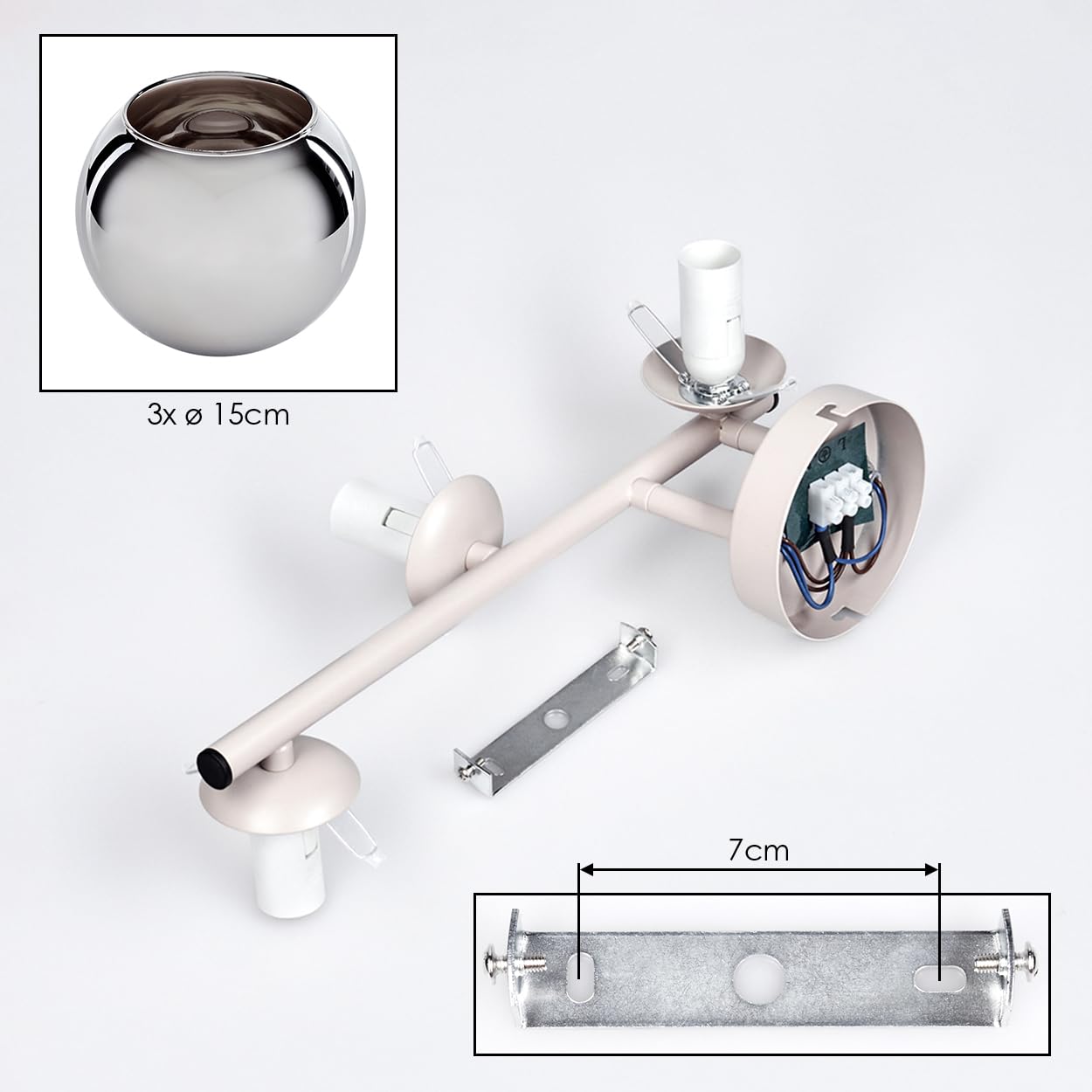 HOFSTEIN Koyoto Lampa Sufitowa Szklana 3-Punktowa Kula Piaskowa