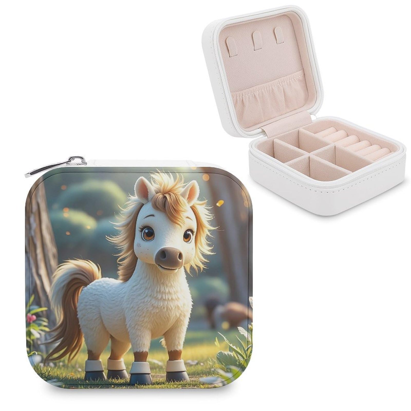 FekiLoot Cupid Arrow Love Horse Jewelry Case Personalized Leather Jewelry Box Mini Travel Jewelry Case Small Portable Jewelry Organizer for Ring Earrings Necklace Bracelet