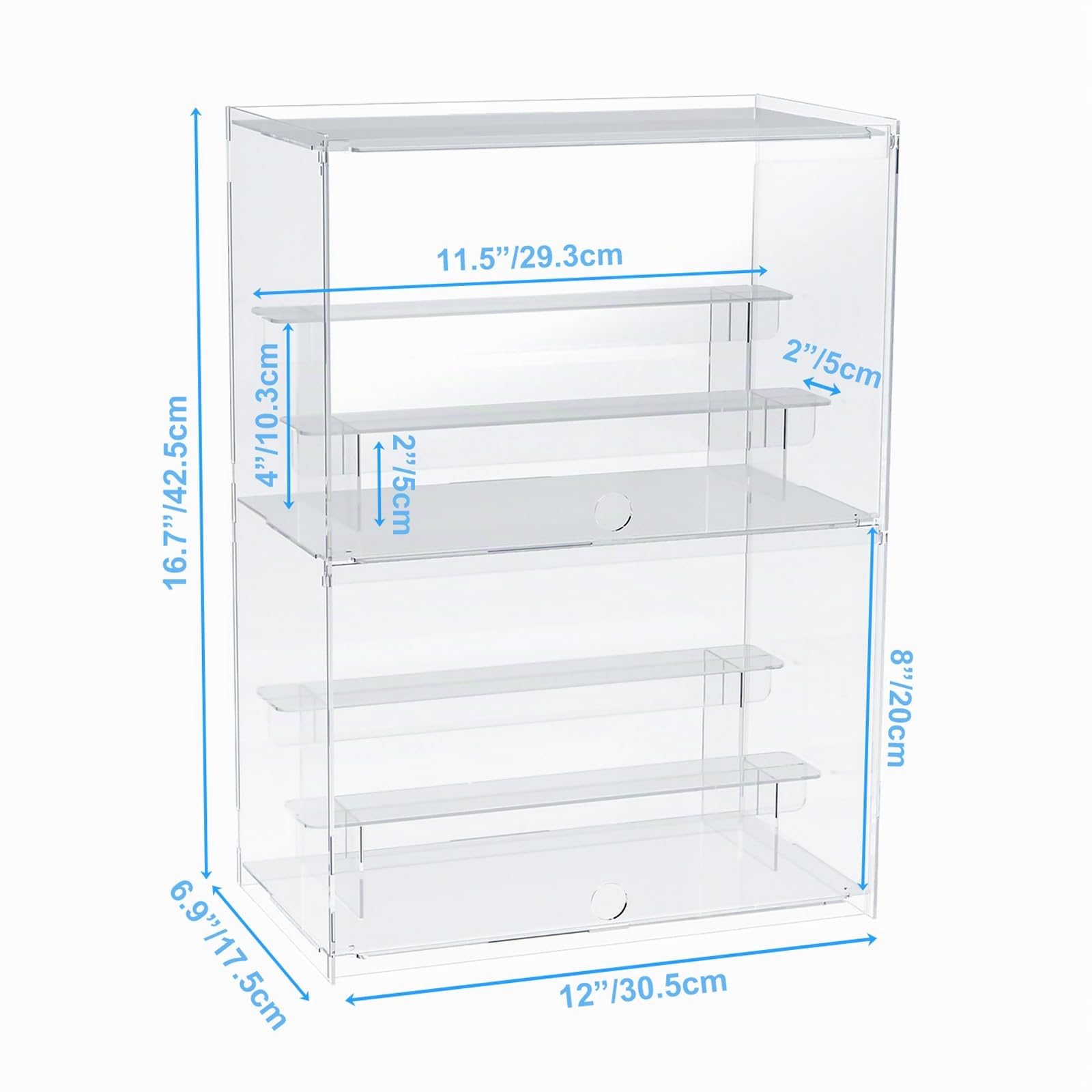 Vitrina para colección, 2 Pisos Escaparate Figura con Puerta y Estante, escaparate acrílico Transparente Caja acrílica para presentación de Figuras, Funko Pop, 30,5x17,5x42,5cm