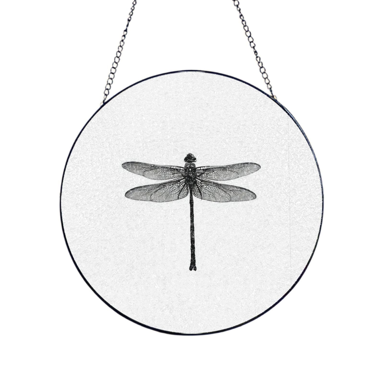 Phayah Dragonfly Print Stained Glass Window Hanging Suncatcher For Door Terrace Garden Home Decor Sun Catcher Birthday Gifts For Lovers Dad Mom 12in（30cm）