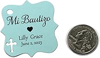 Vista 34 de Mi Bautizo - Etiquetas pequeñas personalizadas con cruz (juego de 20) (blanco)
