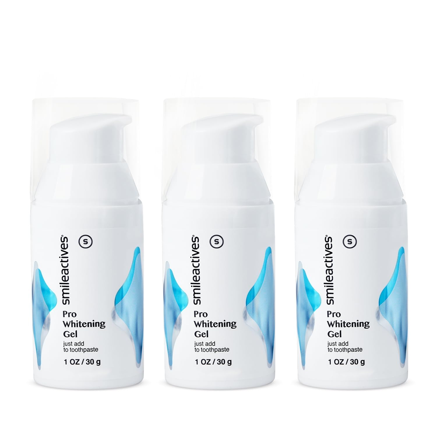 Smileactives Teeth Whitening Gel for Toothpaste with Clinical-Grade Hydrogen Peroxide, Tooth Stain Remover for White Teeth, Dentist Quality Pro Whitening Gel to Remove Coffee Stains, 3 Pack, 1 oz