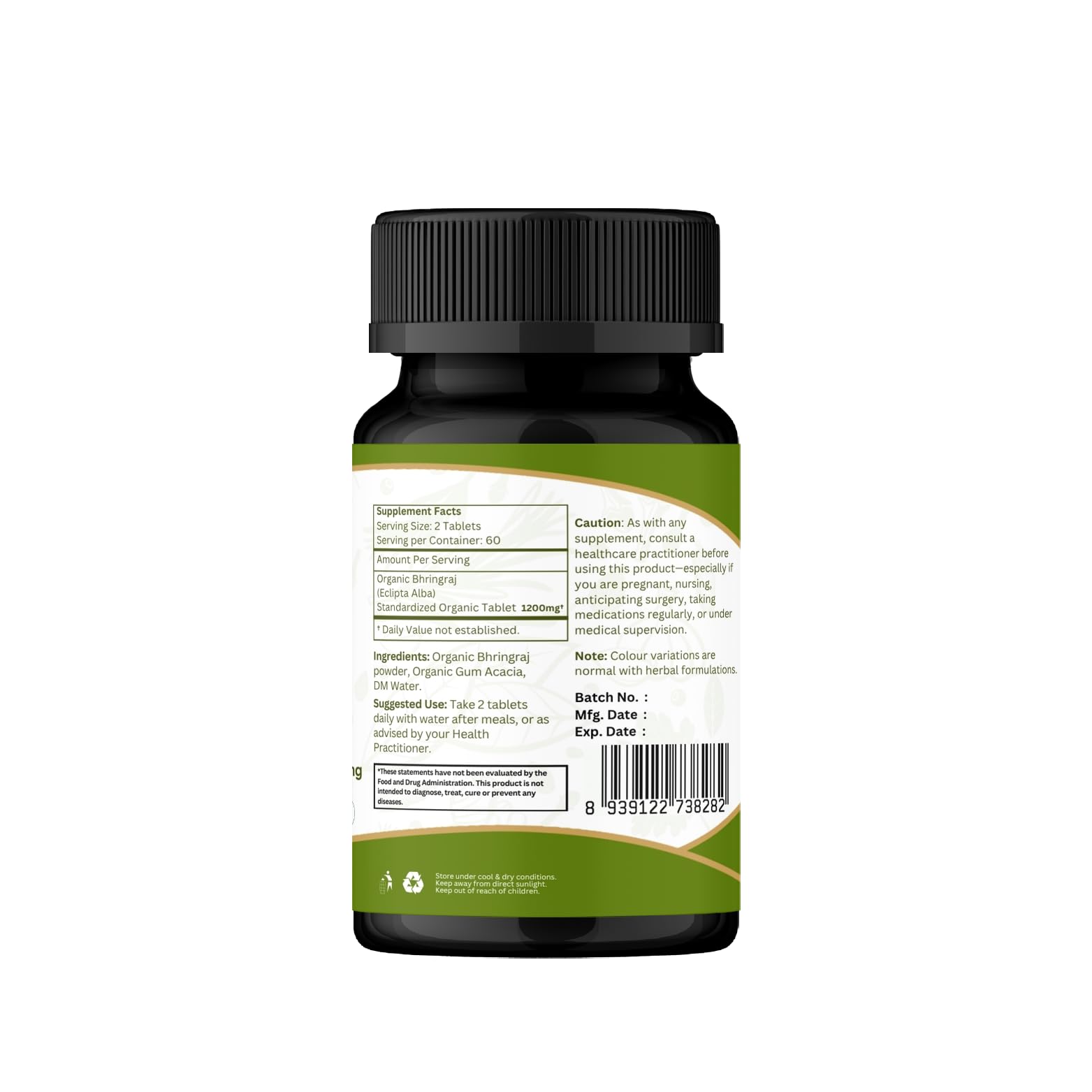 Bhringraj 120 Tablets | Eclipta Alba (Bhringraj) | USDA Organic Certified | Ayurvedic Hair Care* | Organic and Natural 120tab