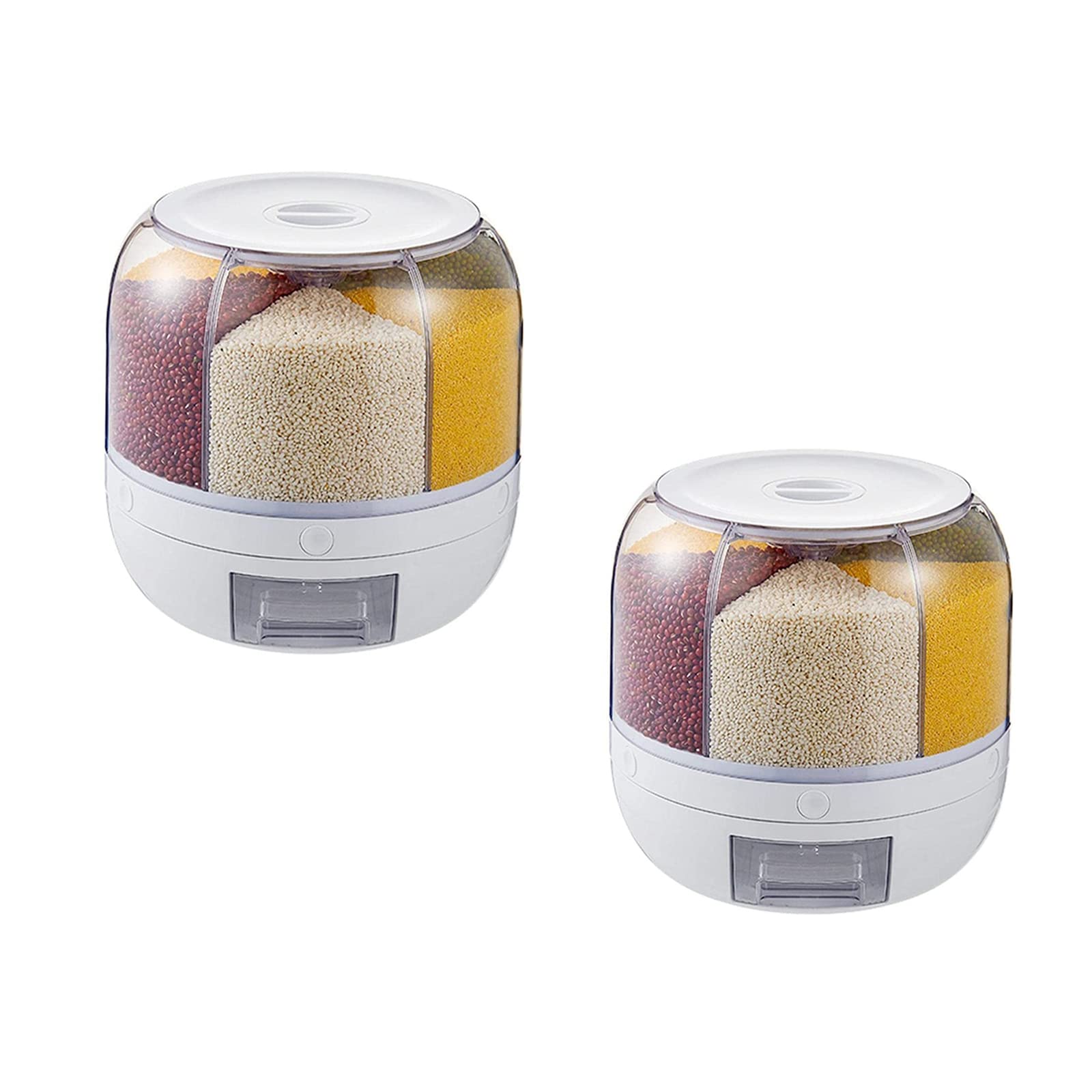 Distributeur de nourriture sèche rotatif Distributeur de riz Conteneur de stockage de céréales de comptoir Distributeur de nourriture sèche Distributeur de nourriture sèche 6 grilles, 2 pièces (2 pi