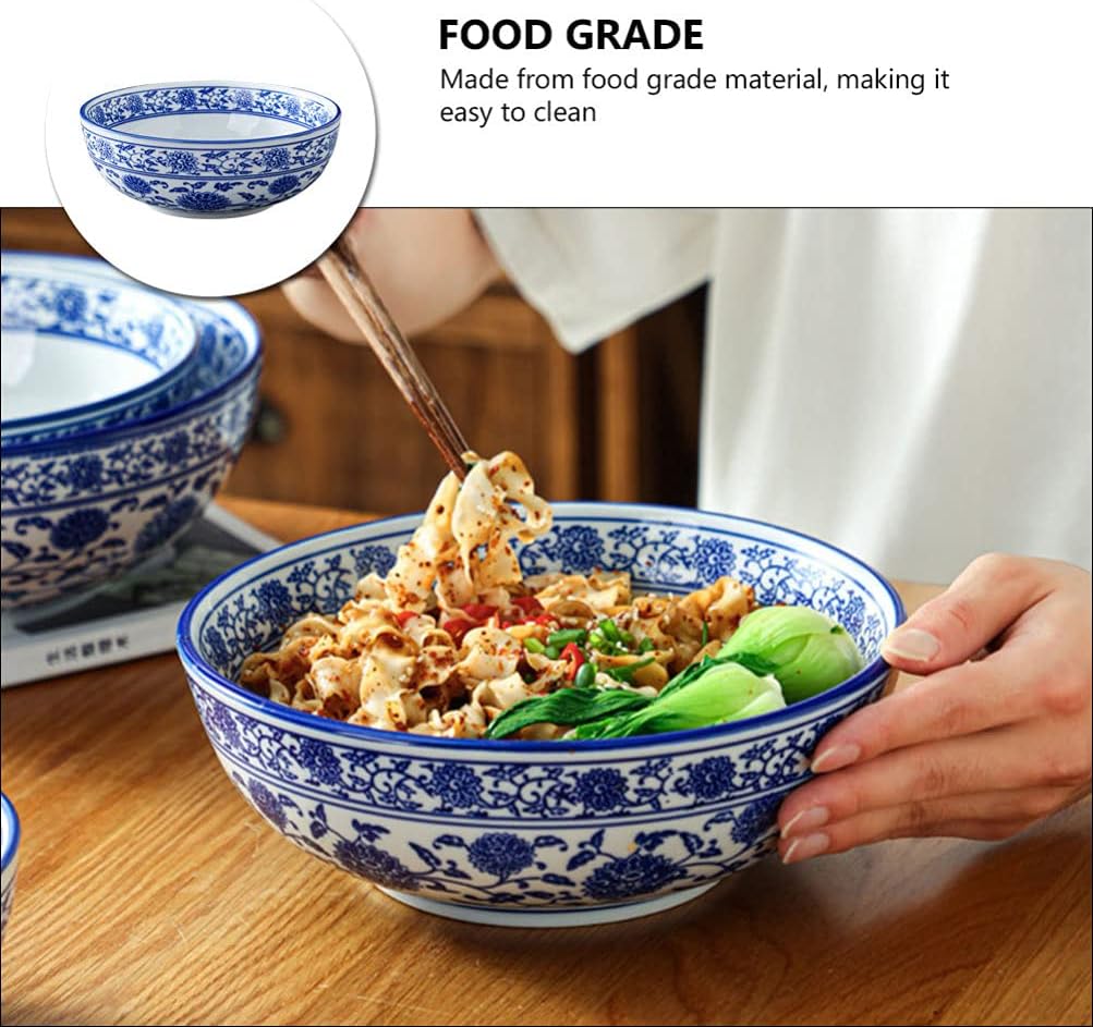 Ceramic Bowl,Ceramic Dish Setrice bowl,japanese bowl,ramen bowl,chinese bowl,Blue and White Porcelain Bowl Chinese Style Ceramic Bowl Serving Bowls for Noodle, Soup, Salad, Pasta, Rice, Porridge