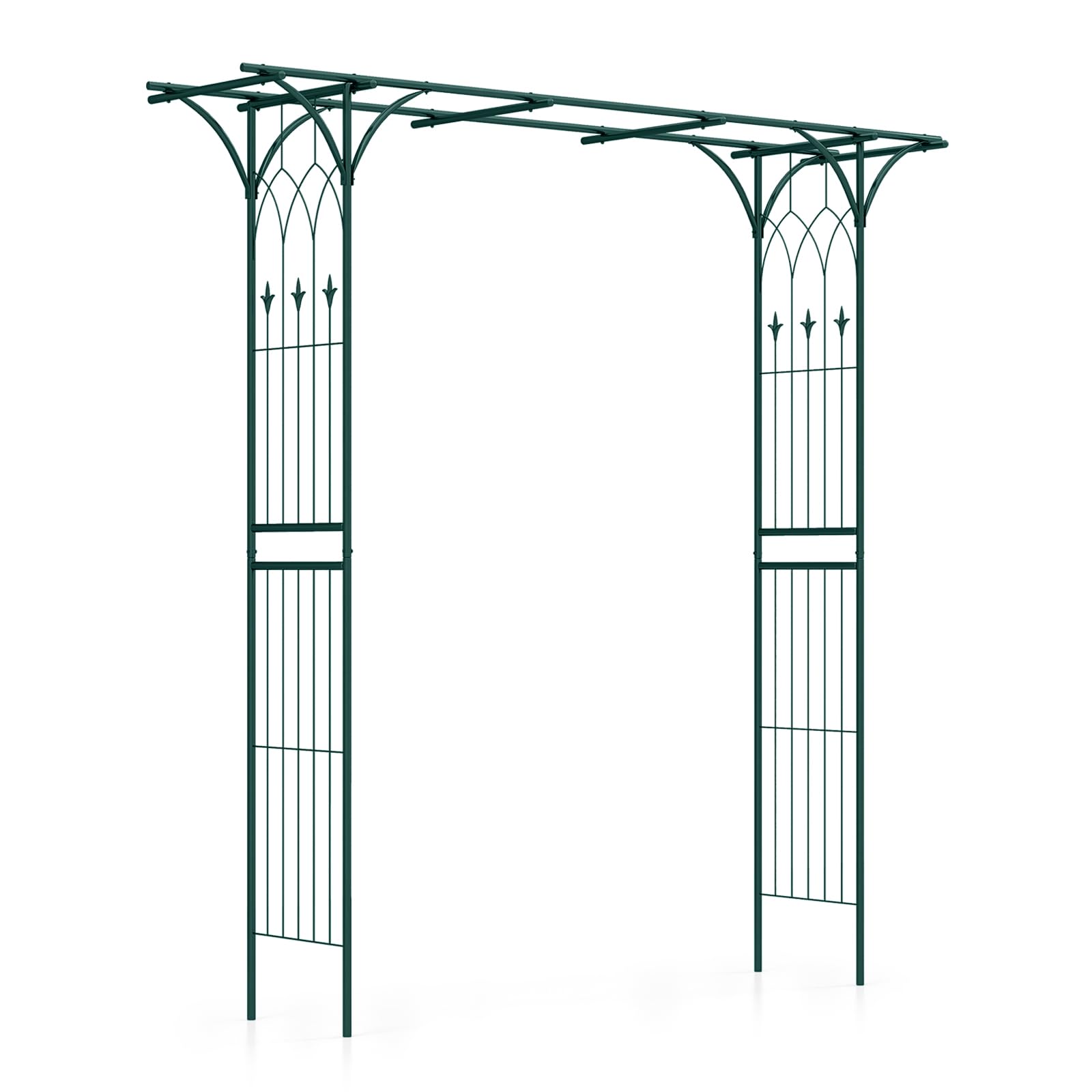 GOPLUS Arche de Jardin en Fer Forgé 205 cm, Treillis pour Diverses Plantes Grimpantes, Arche de Décoration Intérieure et Extérieure pour Cérémonie, Mariage, Jardin, 205 x 52 x 205 cm