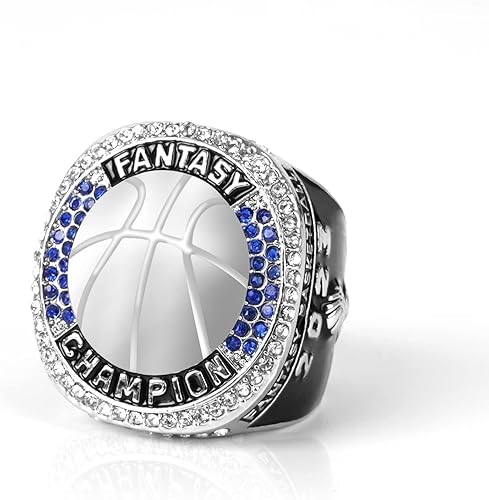 FURNISHHUT Anillos de campeonato de baloncesto de fantasía 2023 con piedras azules y transparentes diseñados para fanáticos de los deportes