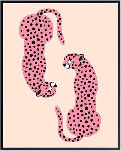 Cheetah Print Wall Decor - Cheetah Wall Art - Aesthetic Room Decor - Minimalist Mid-century Modern Art & Print - Leopard Home Decoration - Pink