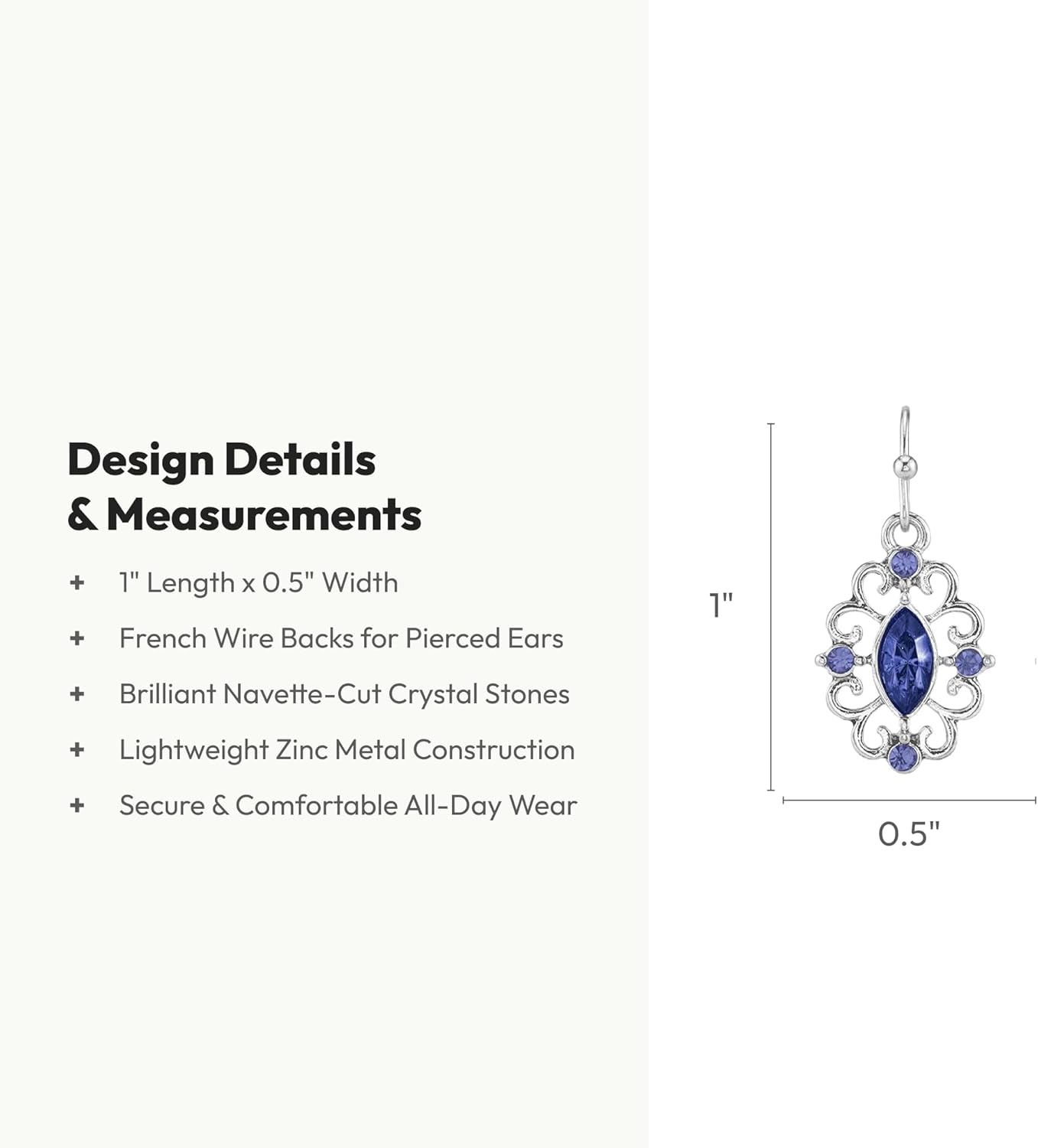 1928 Jewelry Earrings for Women - Crystal Royale Filigree Drop Earrings, Multi-Faceted Stones, Vintage Jewelry Collection