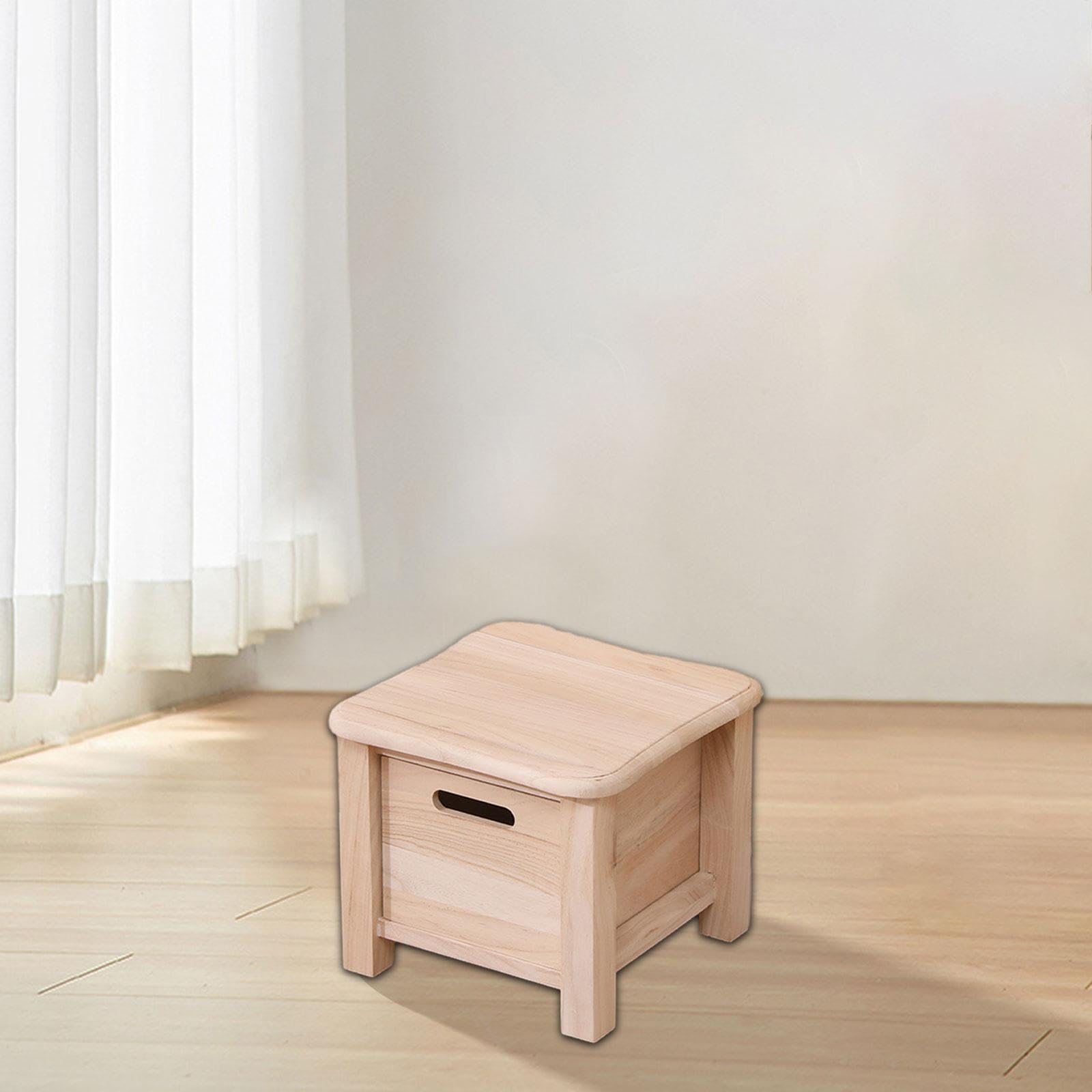 Fenteer Sgabello Contenitore in Legno, Sedia per Cambiare Le Scarpe, Decorazione per Casa, Piccolo Sgabello con Bordi Arrotondati per Soggiorno, 30 Cm X 30 Cm X 25