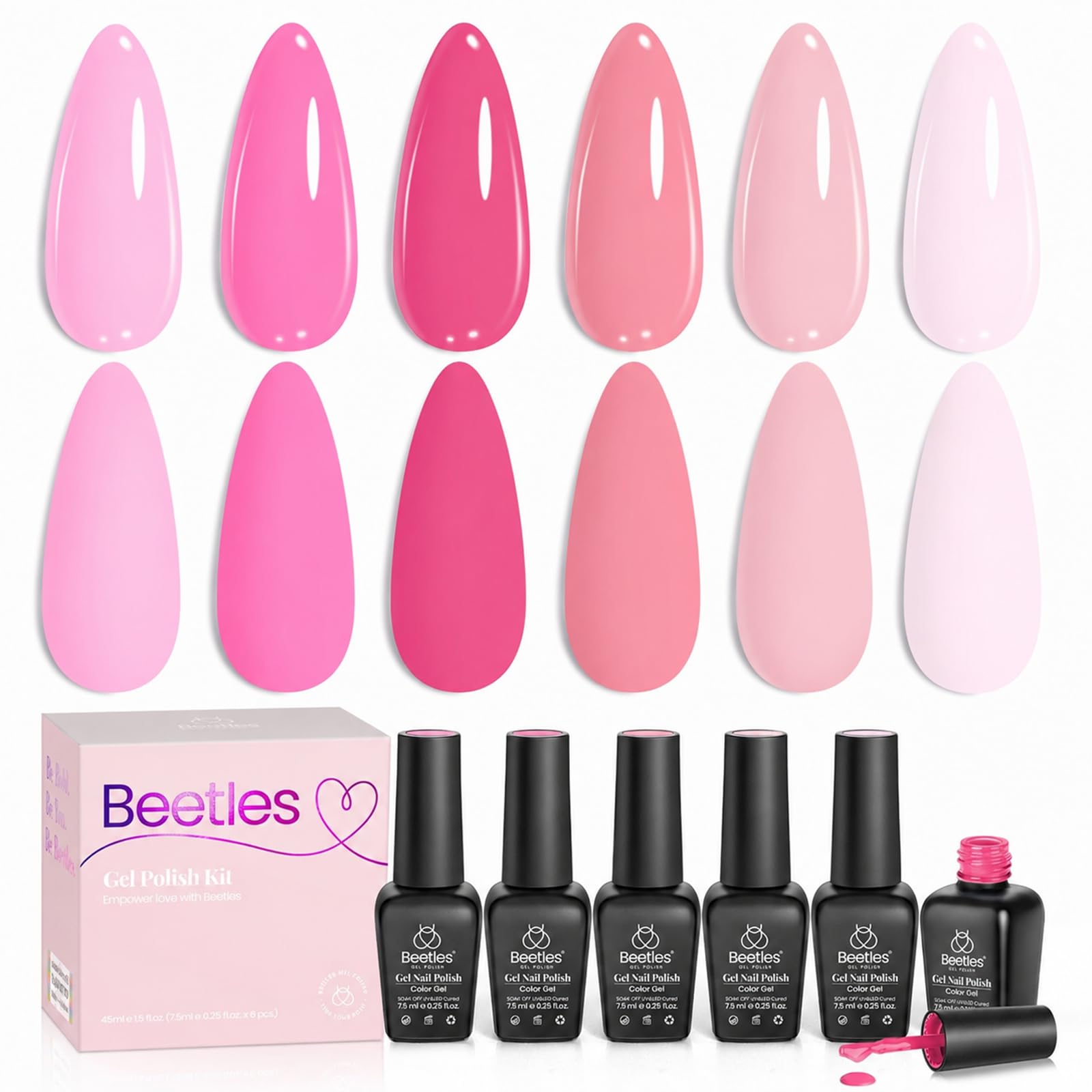 さくらいろ様おまとめ　カラフルトルマリン　ヘマインルチル　ブラックルチル Amazon.com: Beetles Pink Gel Polish Set, Pink Melody, 6 Colors Gel