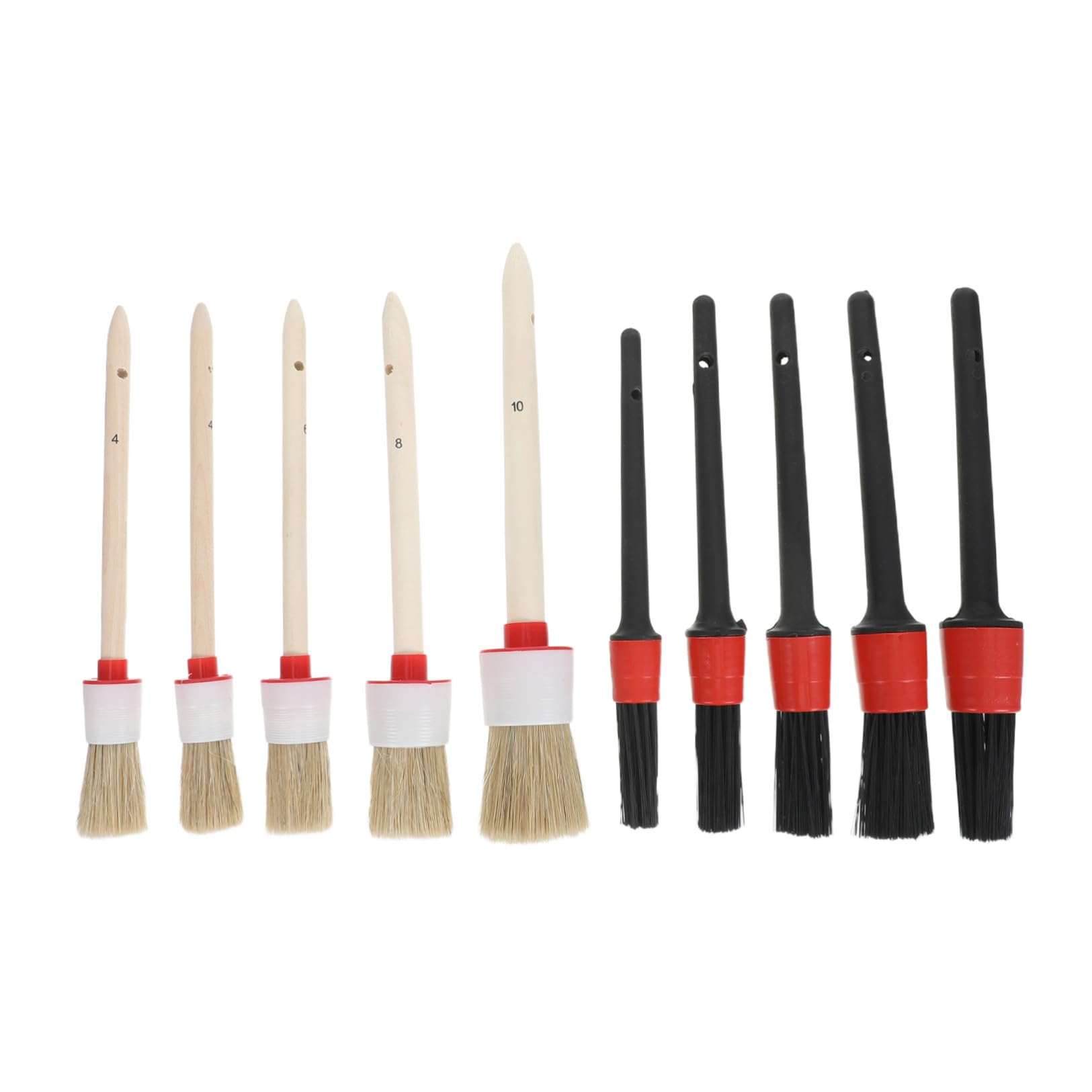 Luxshiny 10pcs Automotive Interior Detailing Brush Set with Rounded Pp Bristles for Precision Cleaning of Air Vents and Auto Essential Surfaces, Compact and Portable Car Cleaning Brushes