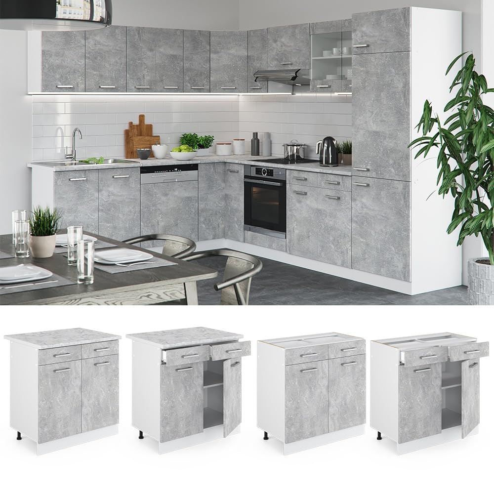 Vicco Mueble bajo de Cocina R-Line, Hormigón, 80 cm