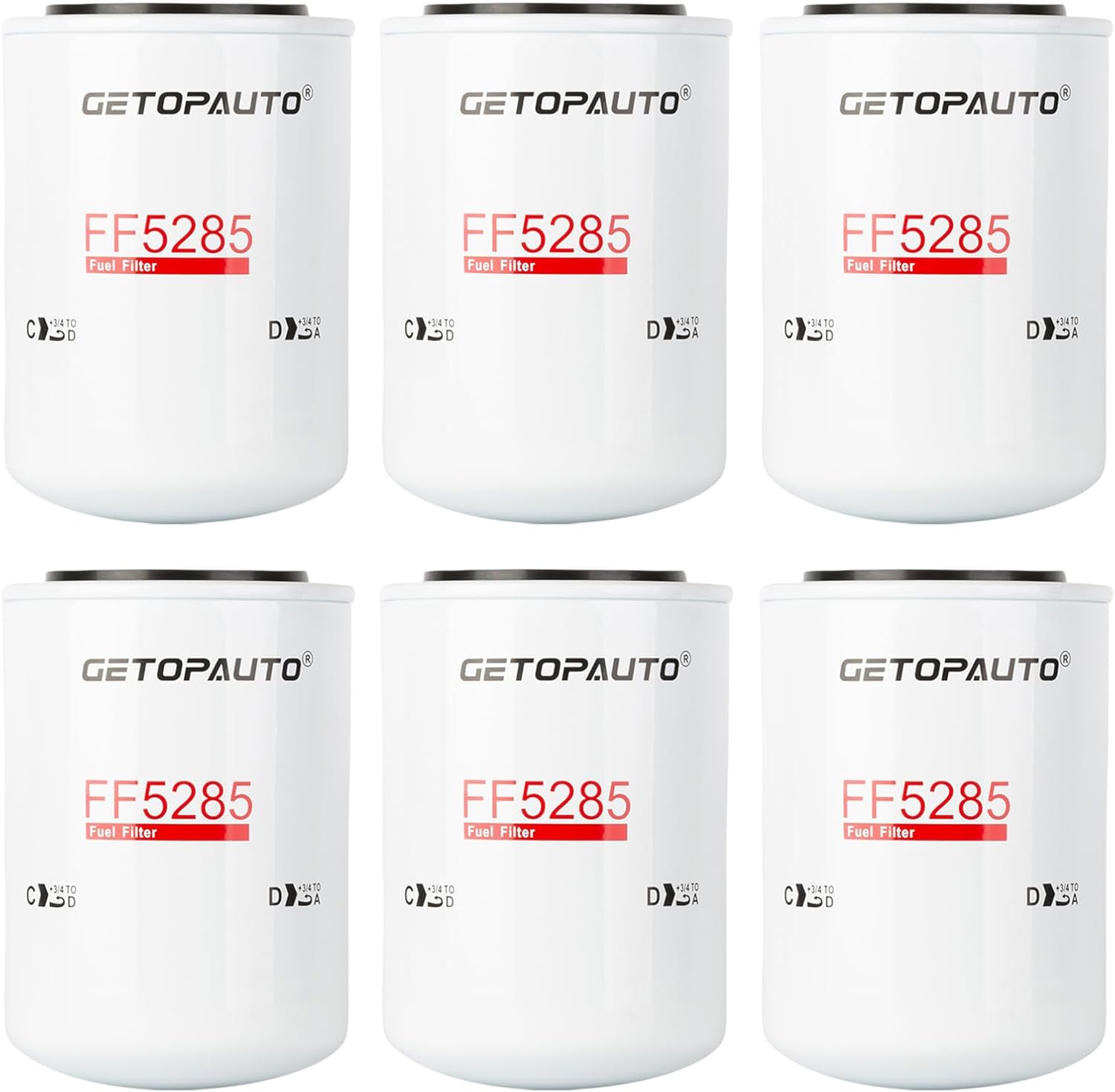 FF5285 Fuel Filter Compatible with Fleetguard Replaces BF7879, 33168(Set of 6)