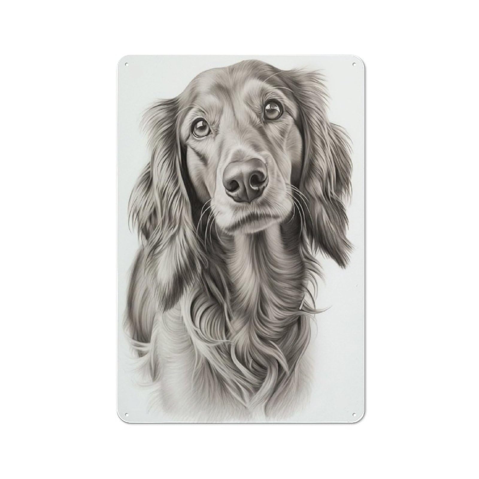 Junmoney Dachshund Tin Wall Plaque 30X20cm With For Bar Or Restaurant, Suited To Restaurant Interior Fans