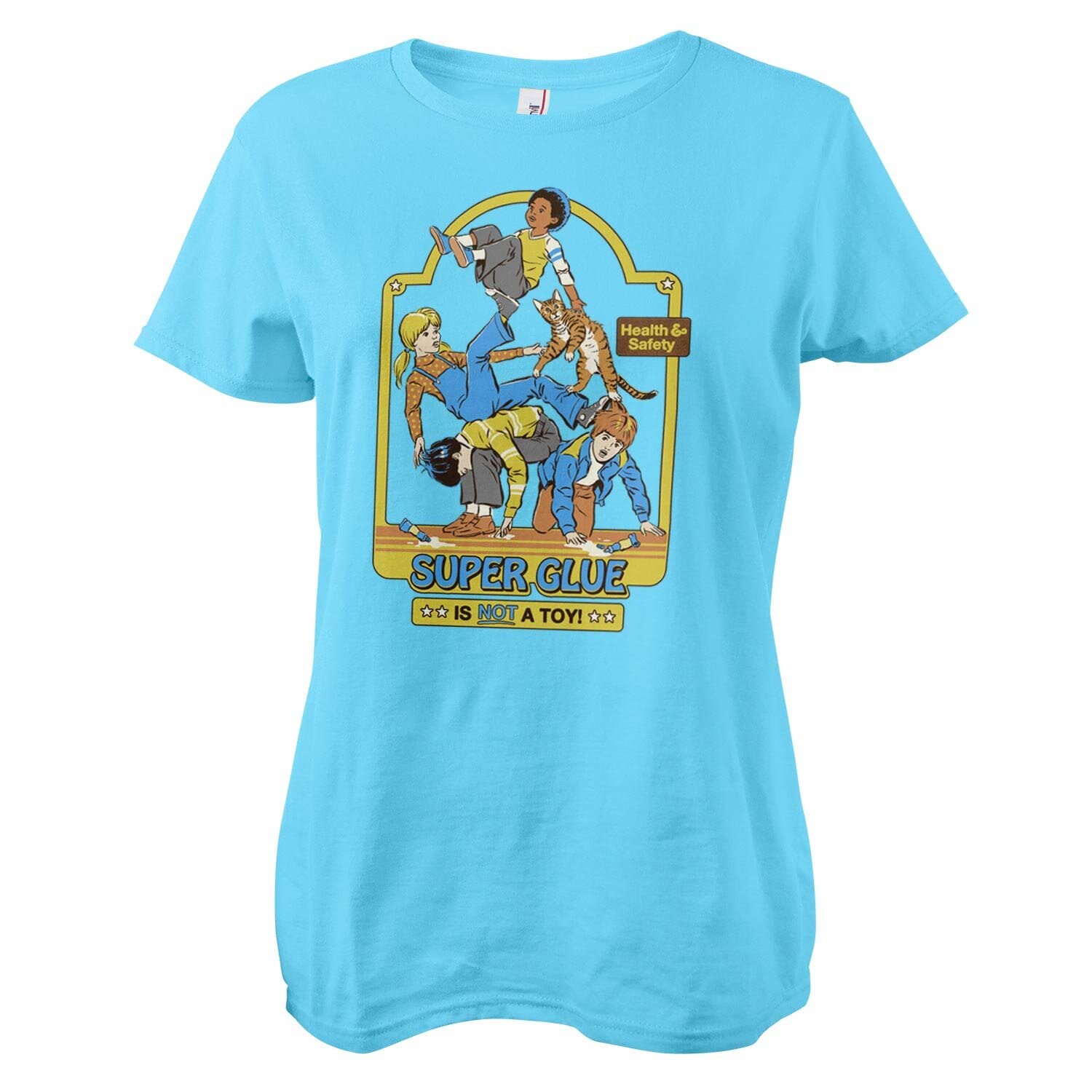 Steven Rhodes Women's Sky Blue Officially Licensed Super Glue Is Not A Toy T-Shirt (Sky Blue), Large