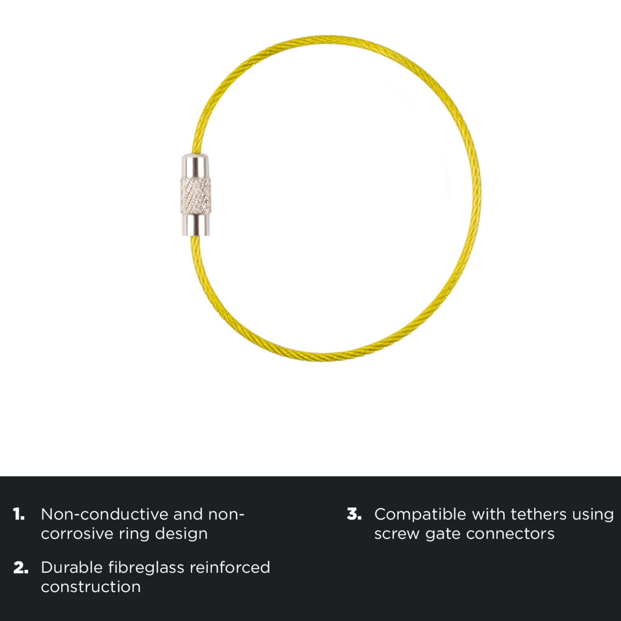 C.K Tool Tether Ring 5 Pack, Non-Conductive Cable Loop Attachment, Fibreglass Reinforced, Screw Gate Connector Compatible - Image 3
