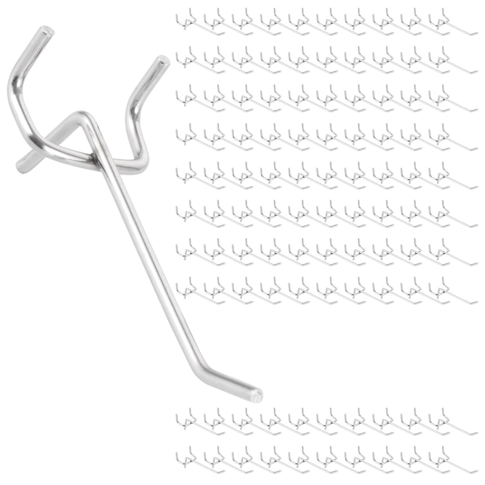 Lot de 100 Crochets pour Panneau Perforé (Pegboard), 10 cm, Ø 3.5 mm, 3.2 cm d'Écartement, Porte Mural Garage Atelier, Charge Max 3 kg
