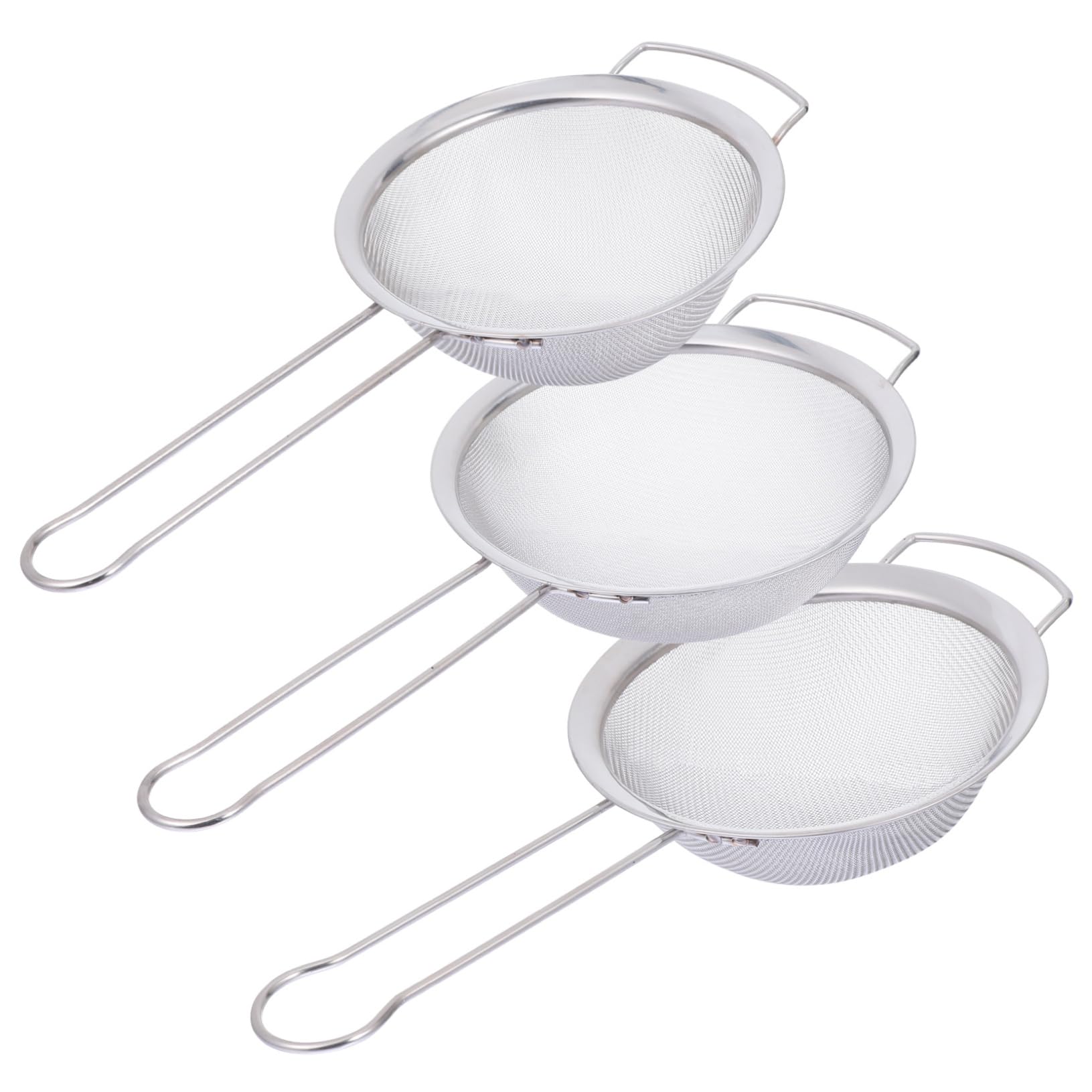 SOLUSTRE 3pcs Stainless Steel Flour Sieves Sifting Strainer for Baking for Flour Sugar Tea and Oil Filtering