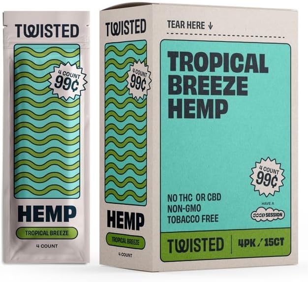 Paquete de 15 Twisted Hemp Wrap Tropical Breeze 4 hojas por paquete