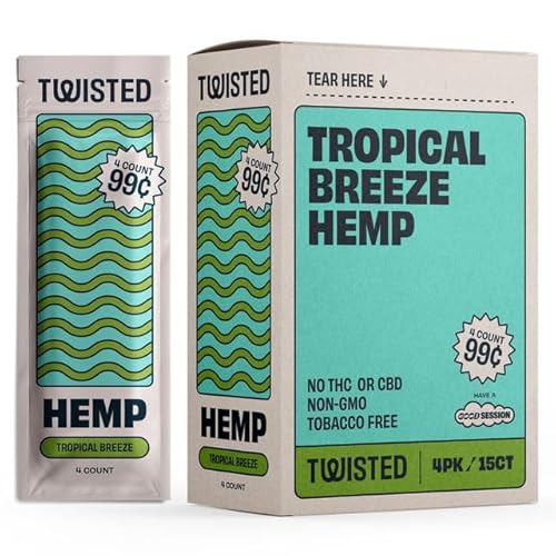 15 pk Twisted Hemp Wrap Tropical Breeze 4 leaf per pk