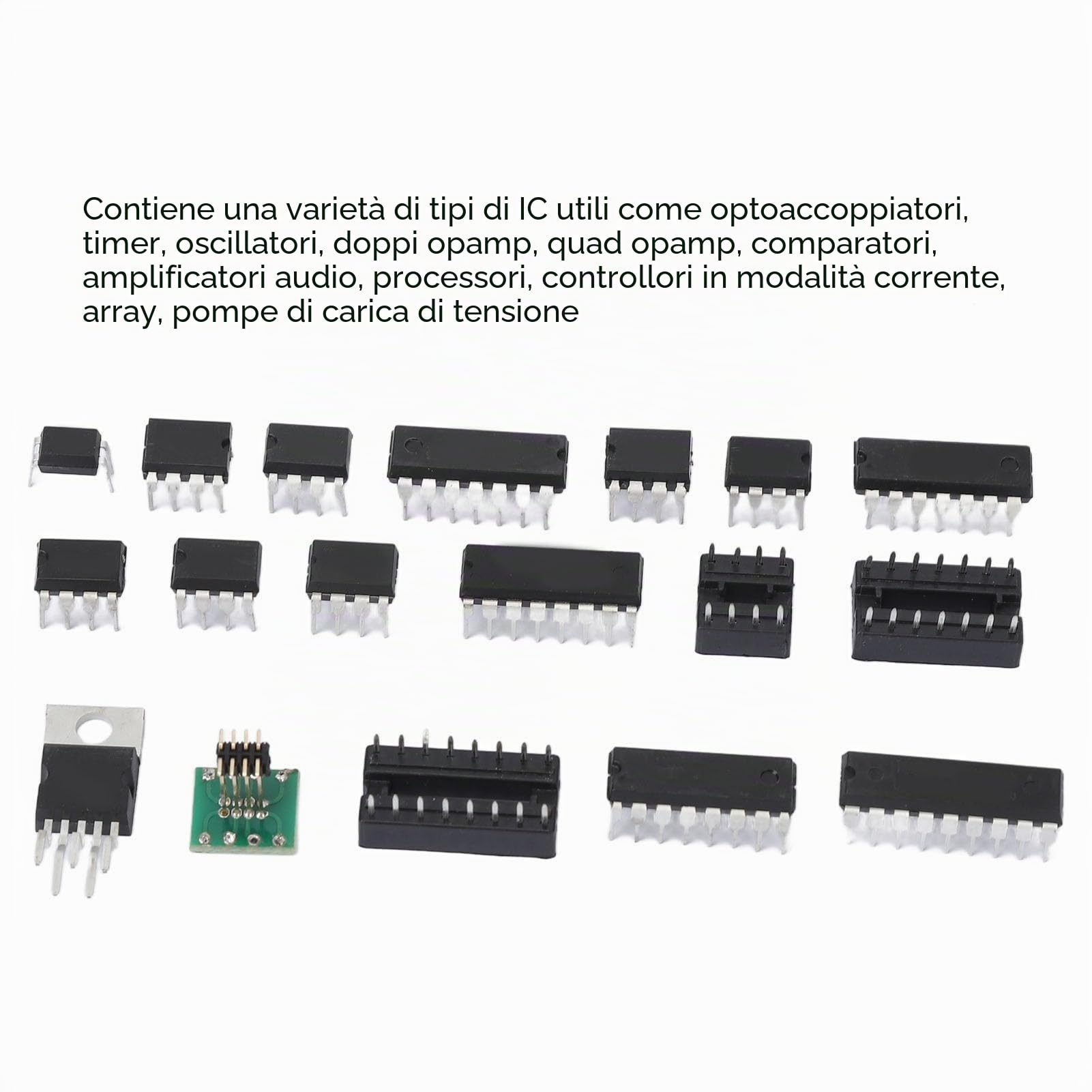 150Pcs Integrato XL IC Chip Assortimento Kit Opamp Oscillatore IC Chip e Prese Assortiti Set per Apparecchiature Elettroniche