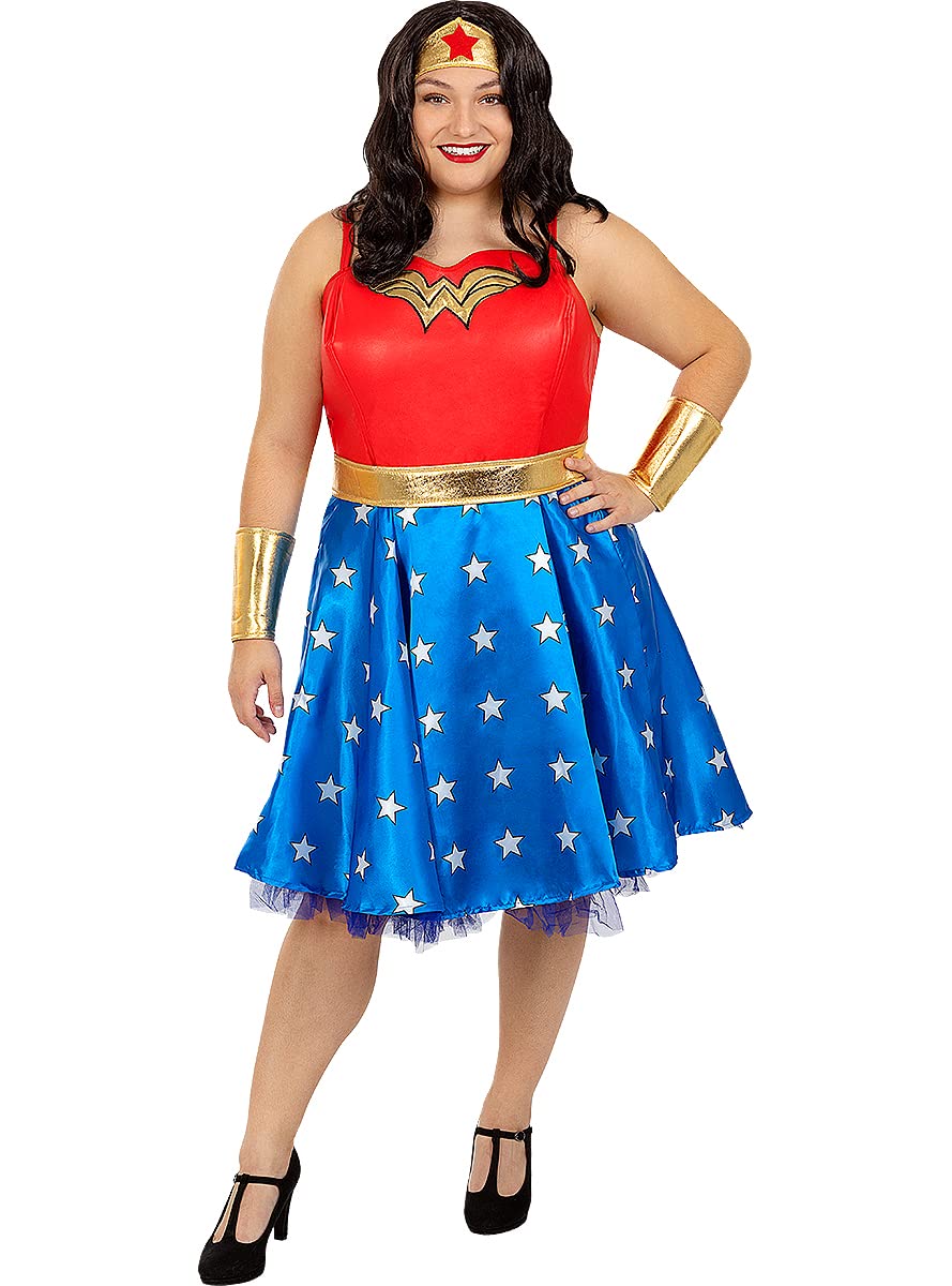 Funidelia | Disfraz de Wonder Woman clásico para mujer Mujer Maravilla, Superhéroes, DC Comics - Disfraz para adultos y divertidos accesorios para Fiestas, Carnaval y Halloween - Rojo