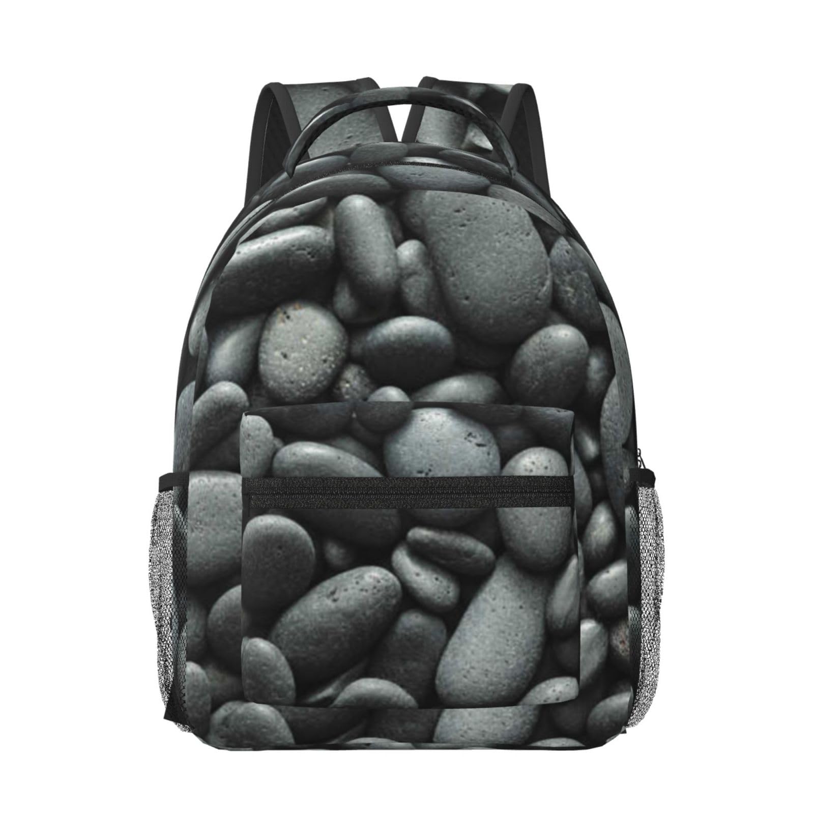 Sac à dos résistant à l'eau galets noirs confortable pour écolière - 8