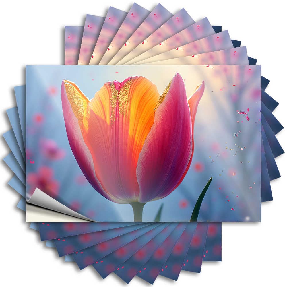 Decal Case Encouraging Radiant Tulip in The Morning Light for Beer - Bathroom Accessories Decor Easy Peel Removable(8X12CM)