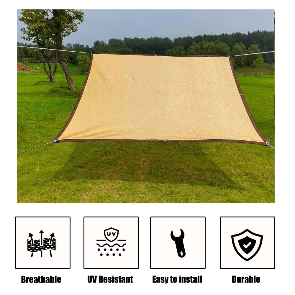Red De Sombra 90% PañO De Sombra De ProteccióN Solar-Beige Malla Sombreo 1x2m 2x3m 3x4m 3x5m 4x5m con ojales, para Patio, Jardín, Invernadero, Camping toldo Vela de Sombra ( Color : Beige , Size : 5mx