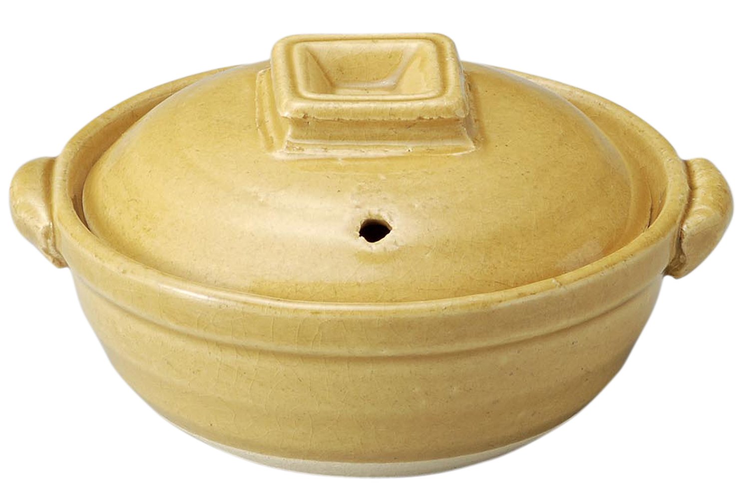 Amazon｜萬古焼 ひとり 中深 土鍋 4号 12.5cm 黄瀬戸 14581｜土鍋