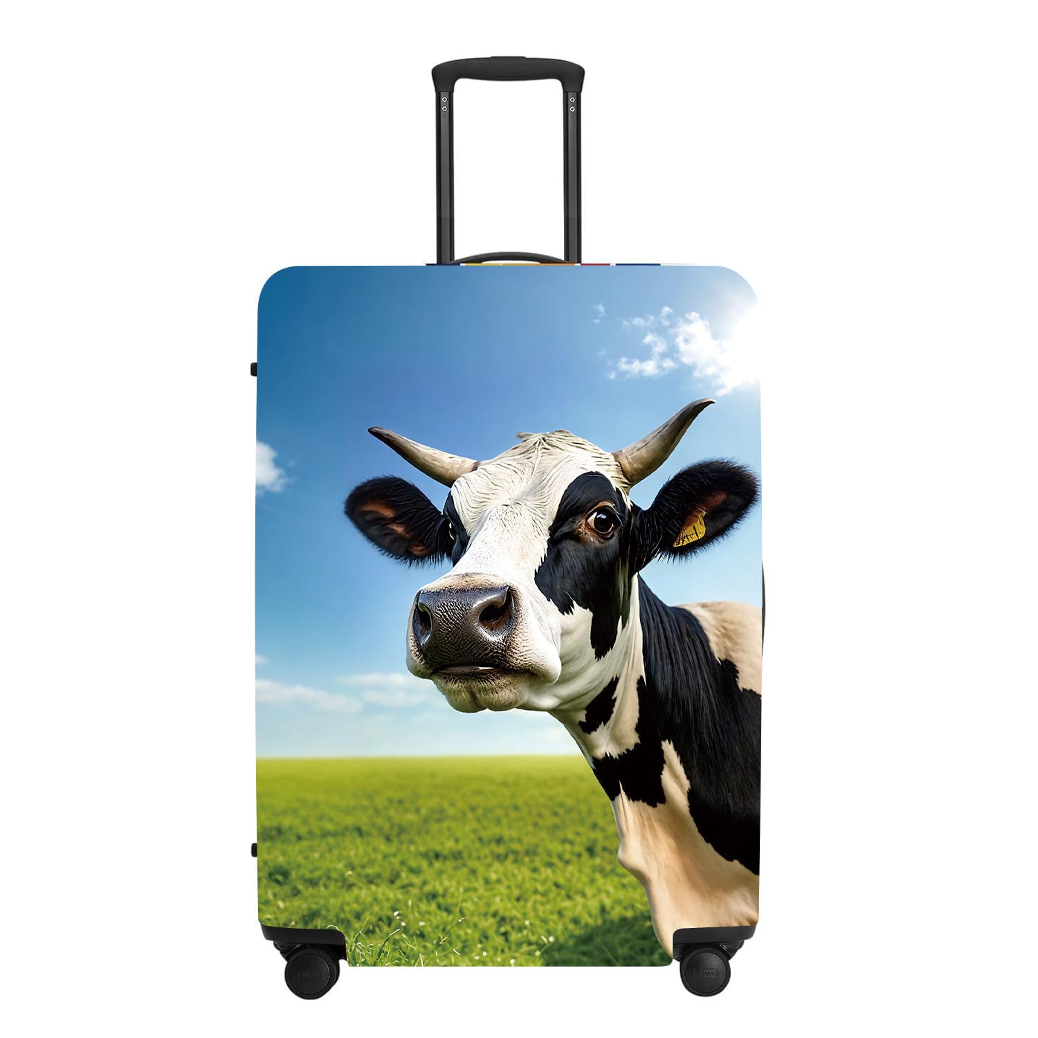 Cow Meadow Luggage Cover, Washable Suitcase Protector Realistic Pastoral Scene Anti-scratch for 24",26" Bag
